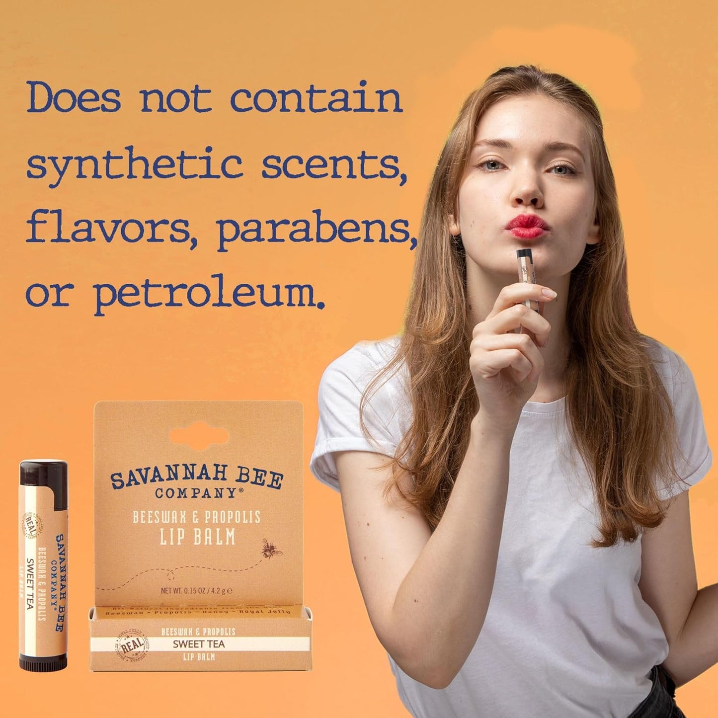 Savannah Bee Lip Balm Hanger 0.15 oz - Invigorating Mint Flavor - Natural Ingredients for Supple, Soft Lips - Convenient Hanger Design (.15 Oz, Sweet Tea)