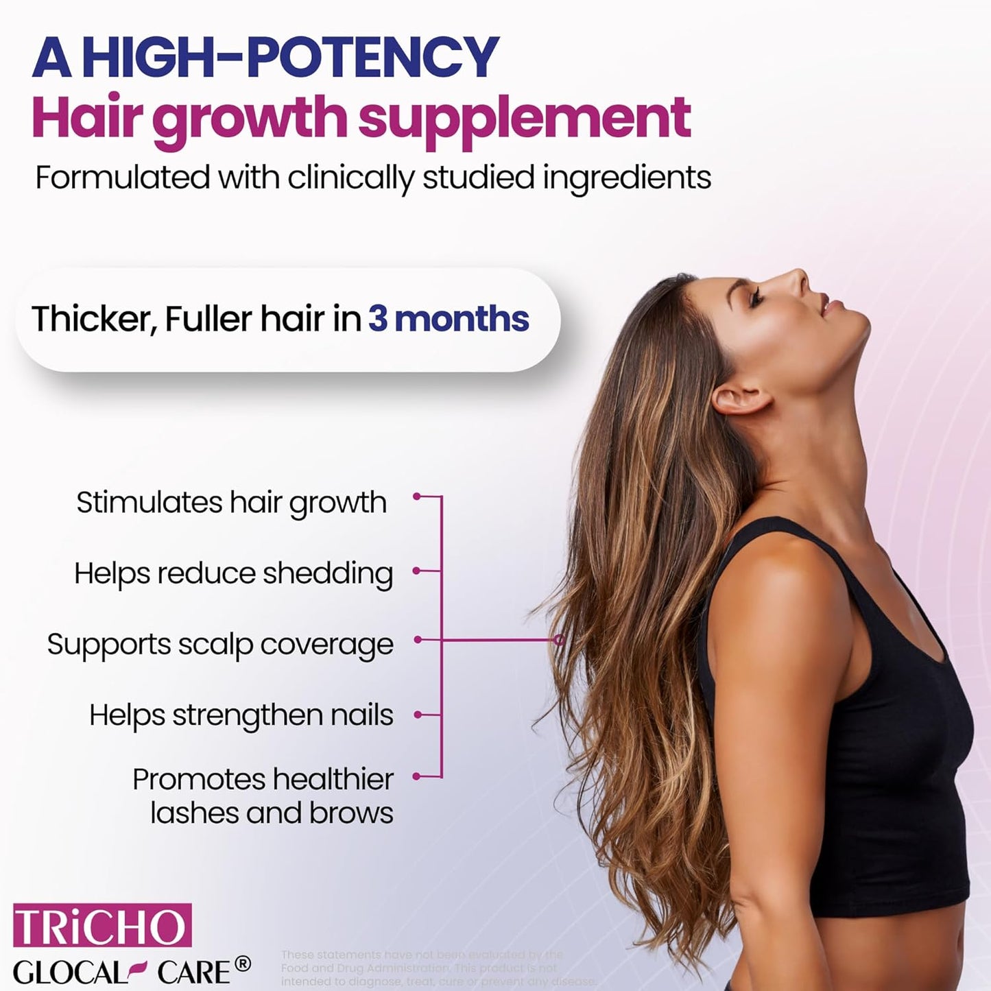 GlocalCare Tricho - Hair Growth Supplement, DHT Blocker with Saw Palmetto, 5000mcg Biotin & L-Cysteine - Revitalizes Thinning Hair, Stimulates Follicles & Promotes Regrowth in Men & Women - 30 ct