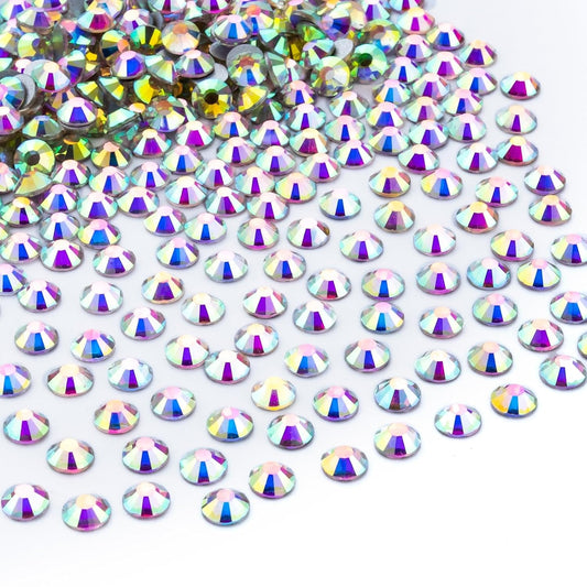 288Pcs Crystal Ab Crystal Rhinestones,Glass Flatback Rhinestones Gemstones for Nail Face Makeup Art Crafts Clothes Decoration-(SS30,6.5mm,Crystal Ab)