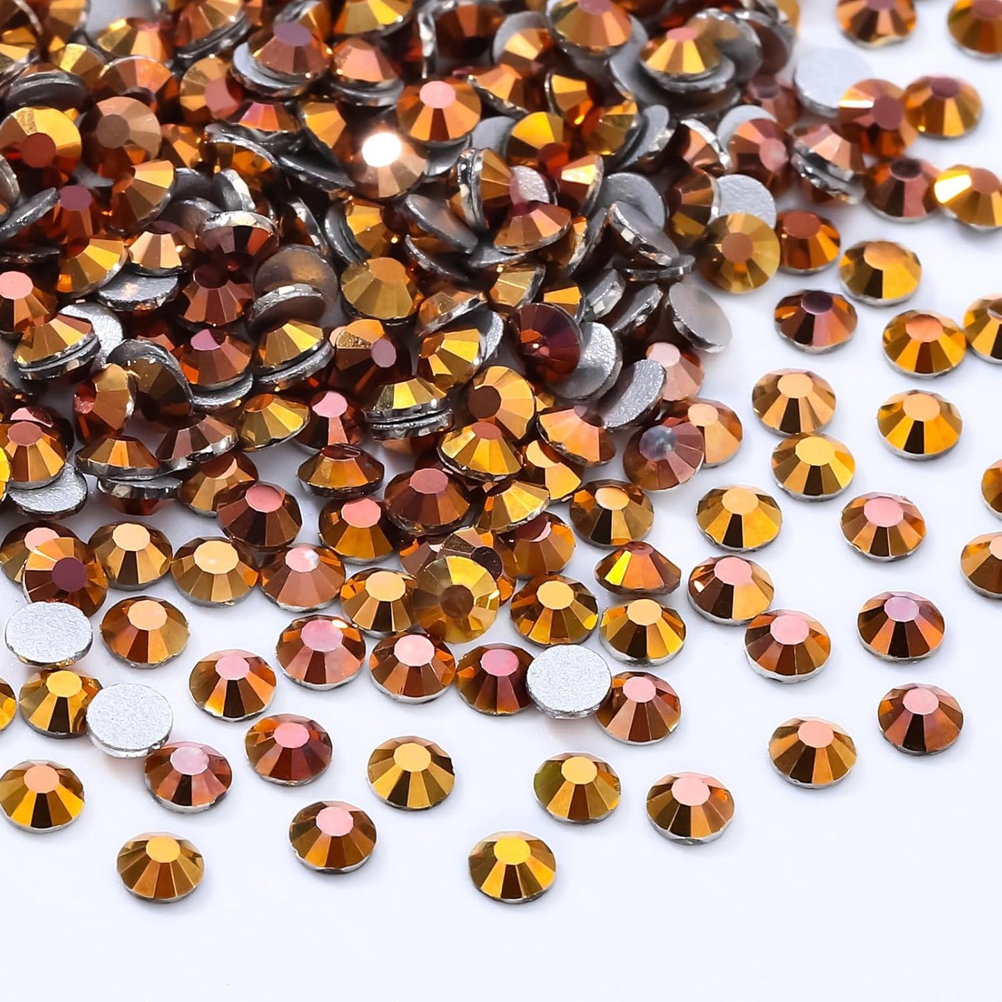 Gold Flatback Rhinestones, Glass Rhinestones for Nail Art and Craft, Glue Fix, Loose Crystal Gemstones(Gold, SS10, 1440pcs, 2.7-2.8mm)