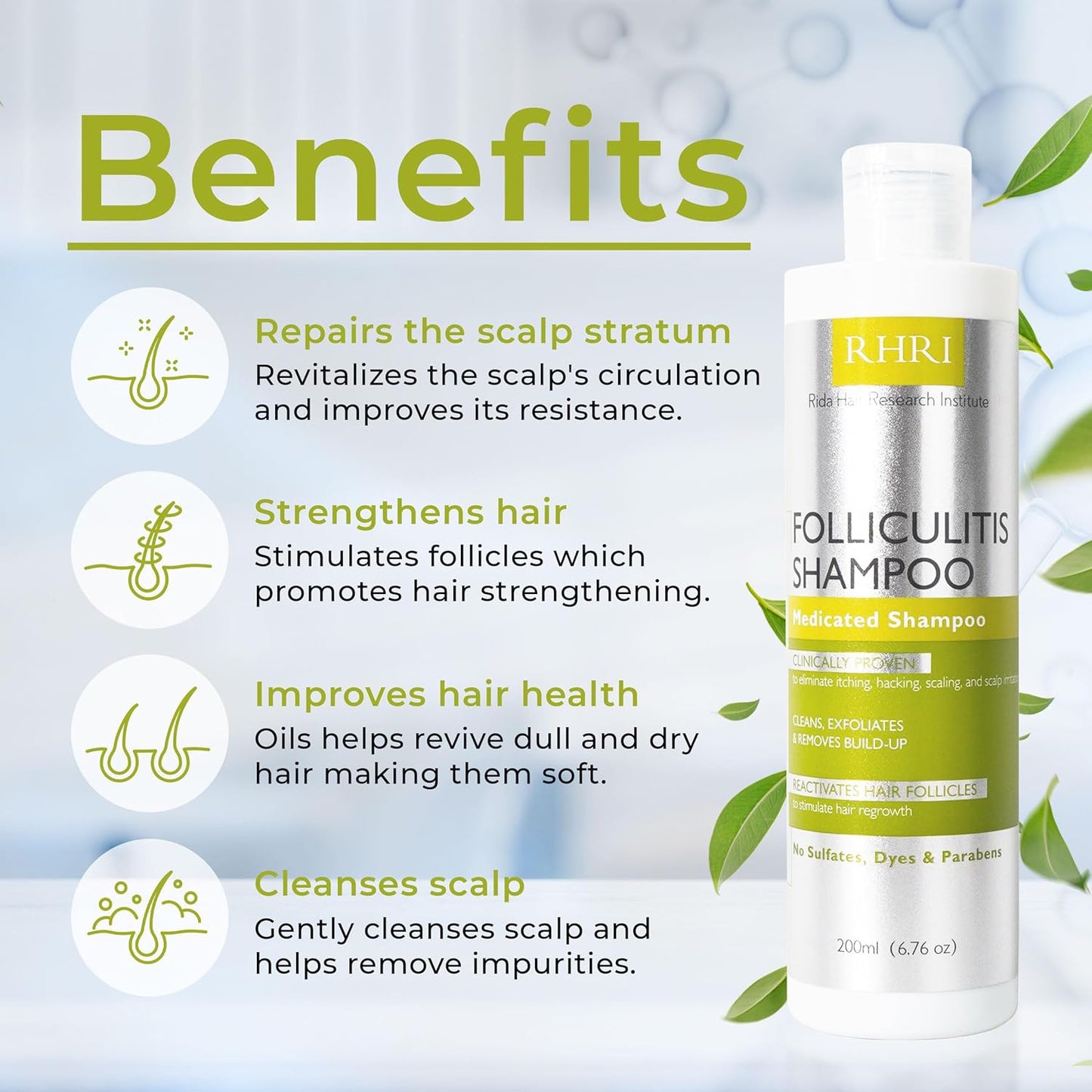 Folliculitis Shampoo | Antifungal Shampoo for Seborrheic Dermatitis, Scalp Psoriasis & Dandruff | Soothes Itchy, Dry Scalp | Cleanses, Exfoliates & Removes Build-Up | Reactivates Hair Follicles