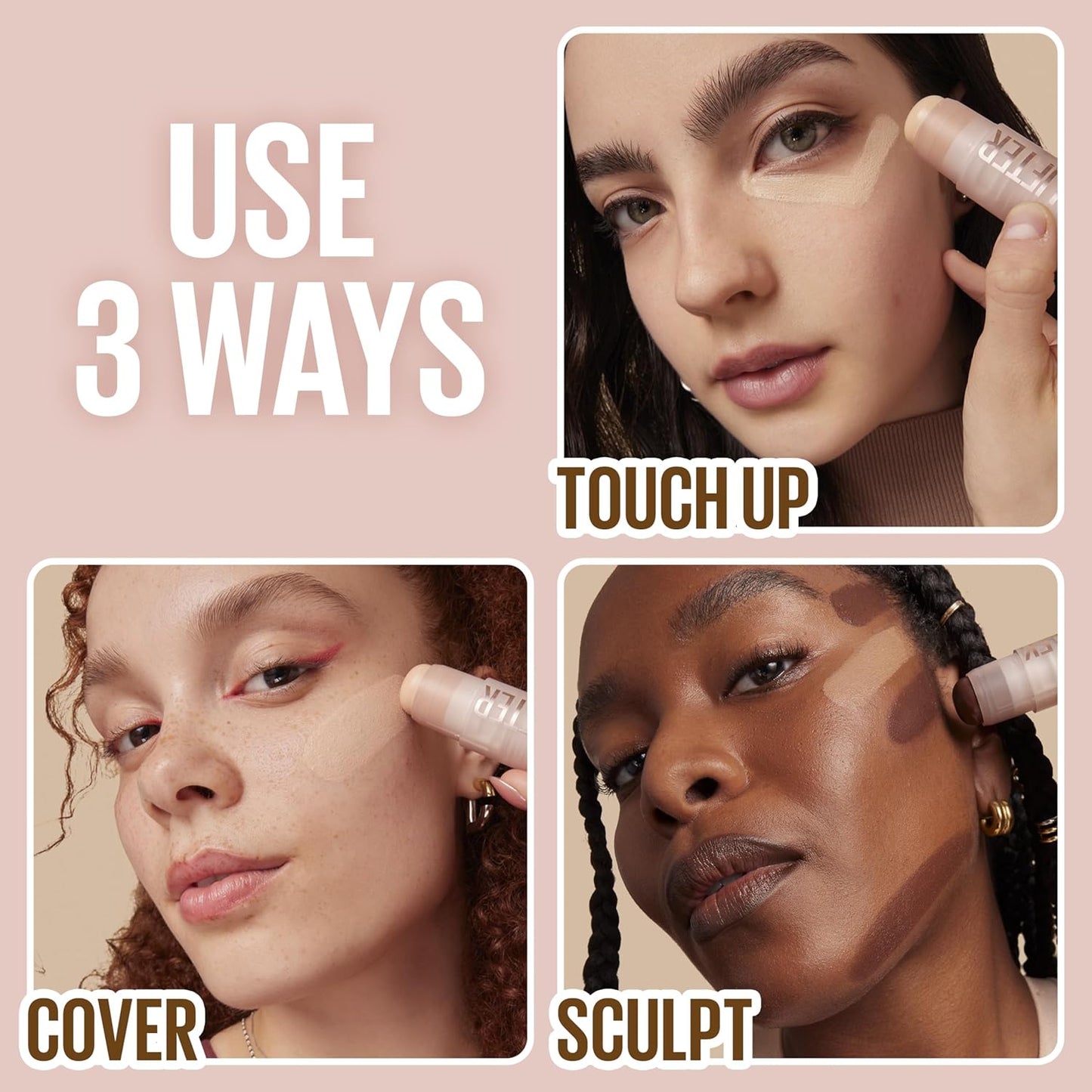 Maybelline Lifter Stix Multi-Use Face Stick - Contour, Bronzer, Concealer and Foundation Stick, All-In-One Creamy Face Makeup with Cranberry Seed Oil, 80, 1 Count