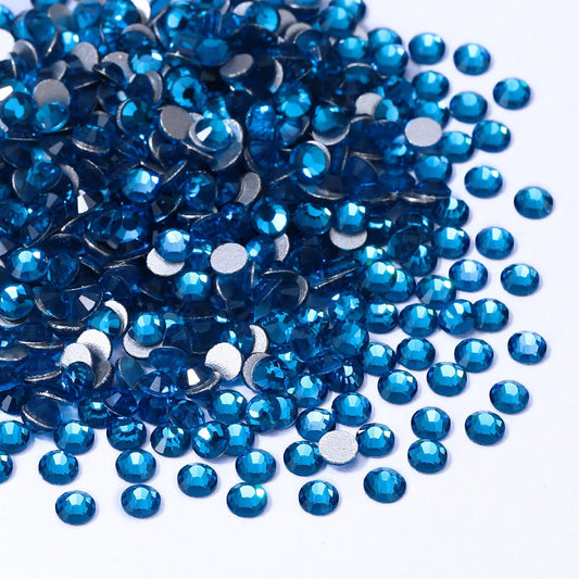 Capri Blue Flatback Rhinestones, Glass Rhinestones for Nail Art and Craft, Glue Fix, Loose Crystal Gemstones(Capri Blue, SS4, 1440pcs, 1.5-1.7mm)