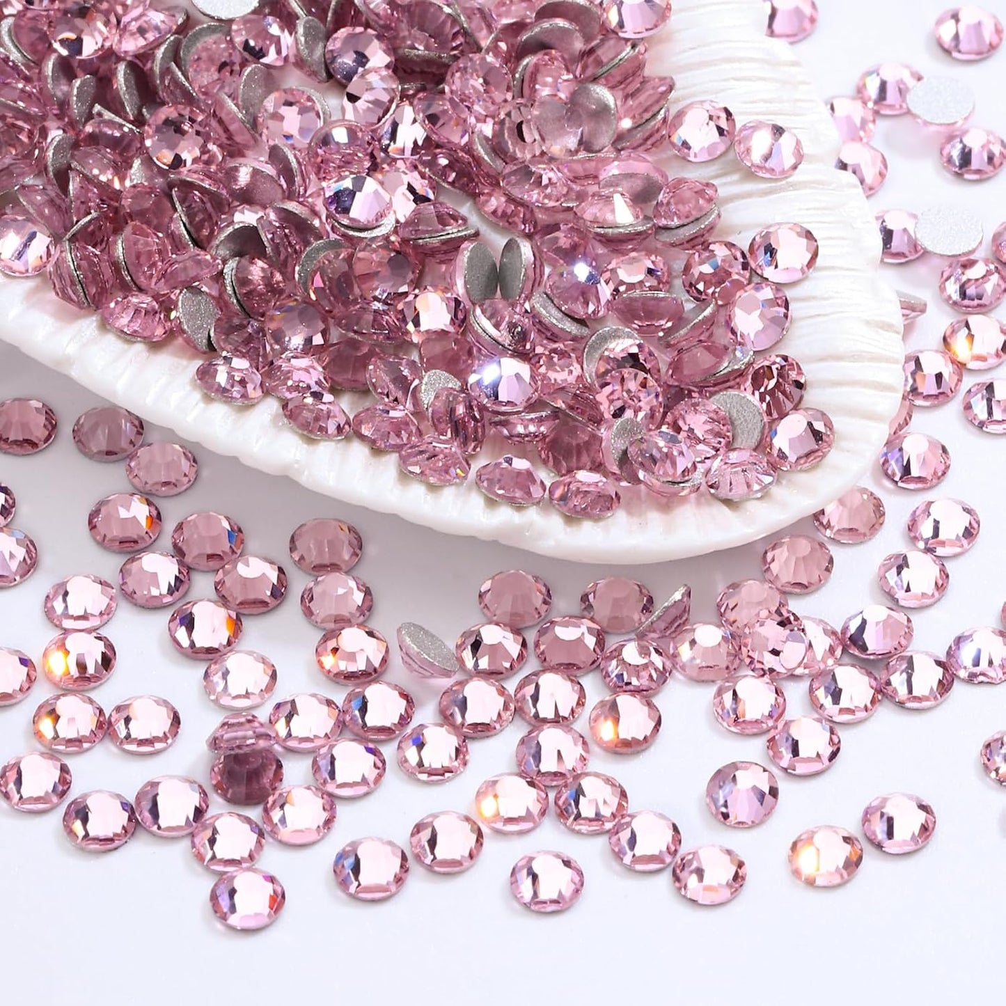 Pink Flatback Rhinestones, Glass Rhinestones for Nail Art and Craft, Glue Fix, Loose Crystal Gemstones(Pink, SS16, 1440pcs, 3.8-4.0mm)