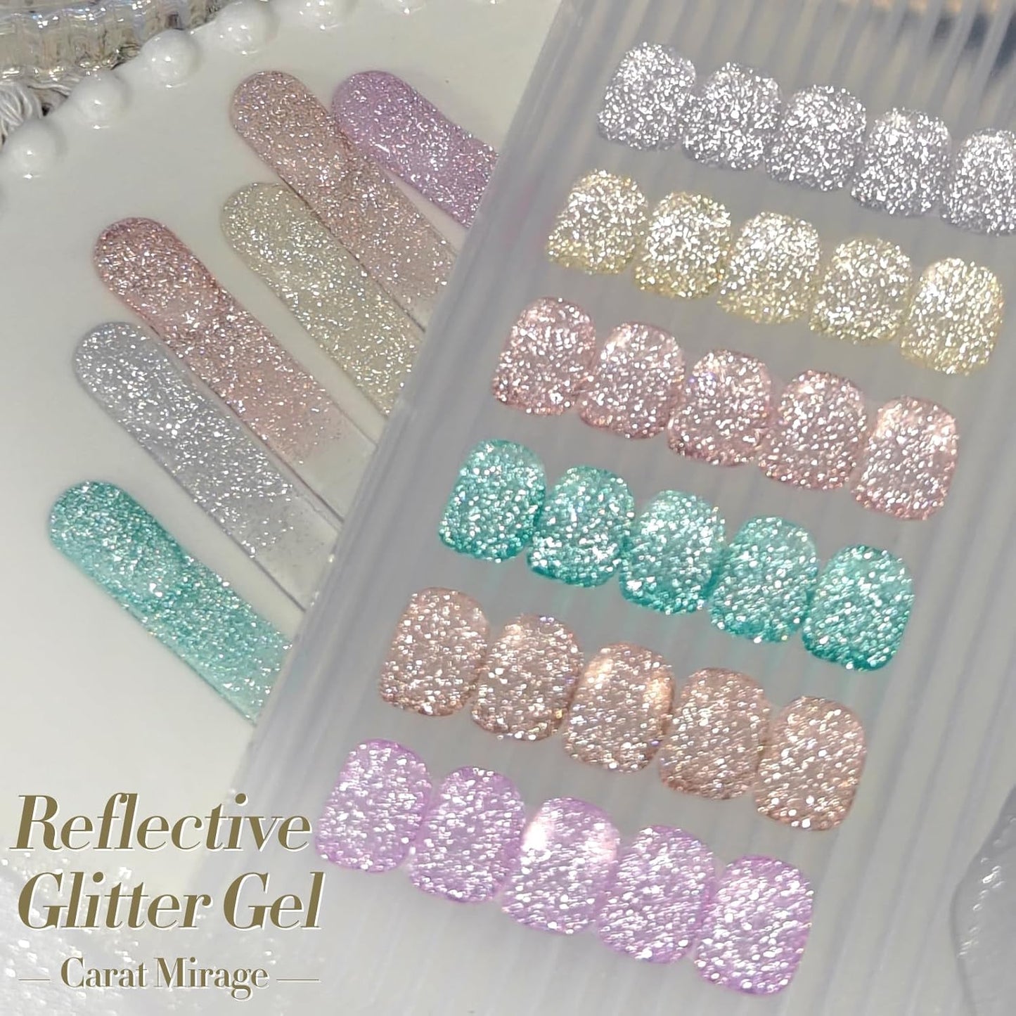 Born Pretty Reflective Glitter Gel Nail Polish, 6 Spring Summer Colors Holographic Gel Polish Long Lasting Sparkly Shiny Nail Polish U V Set for Manicure and Nail Art, DIY at Home, Salon-Quality 7ml