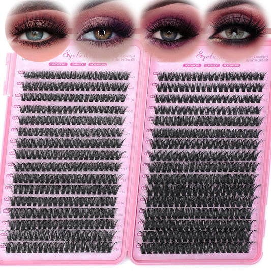 640 Pcs D Lash Clusters, Eyelash Clusters Individual Lash Extension Curl Fluffy Wispy False Eyelashes Extensions (Lash Clusters, 60D+80D 9-16mm)