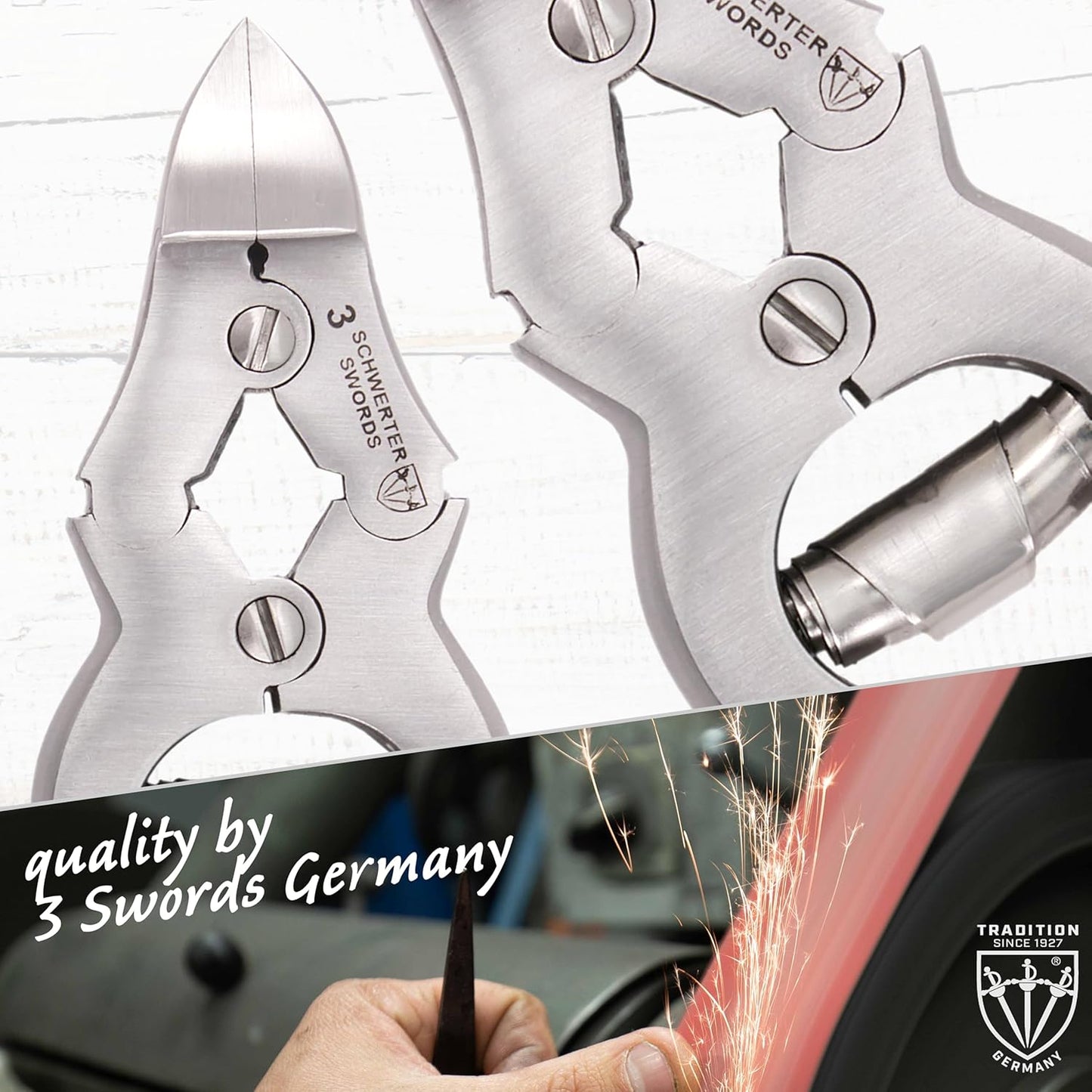 3 Swords Germany – Big Toe Nail NIPPERS - Extra Strong Toe Nail NIPPERS for Cutting Strong, Thick or ingrown Toe Nails - Stainless Steel Pedicure Tool with Synthetic Leather case