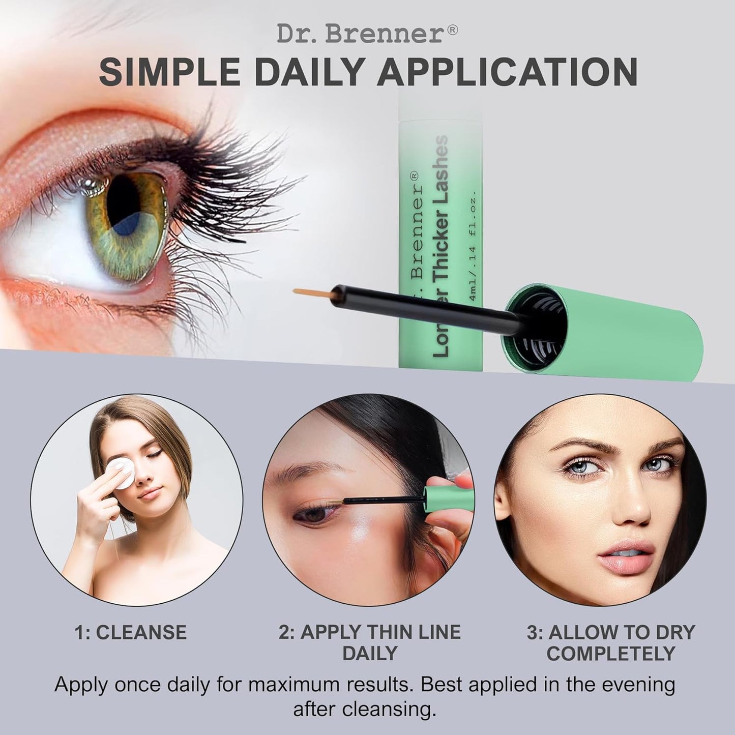 Eyelash enhancing serum with peptides for thicker, longer and fuller lashes