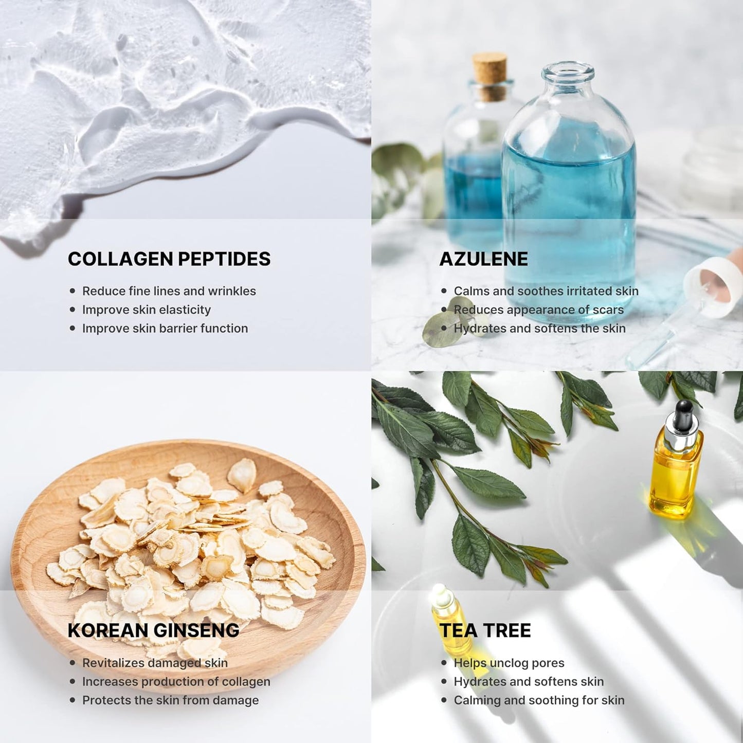 Hydrogel Face Mask Pack 5pcs - Rich Collagen, Deep Moisture, Ginseng, Tea Tree, Hyaluronic, Overnight Mask, All skin type