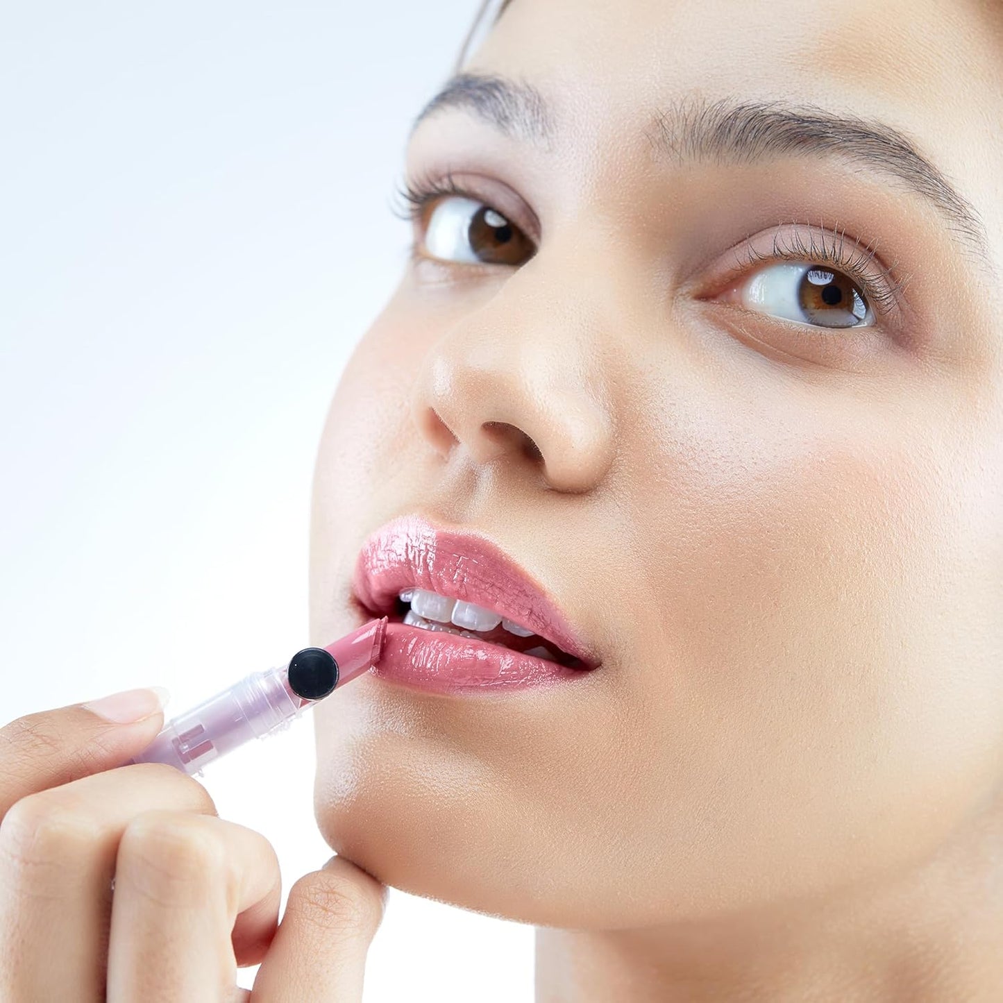 One-Touch Retractable Tinted Lip Balm, Moisturizing Lip Gloss with Menthol (Rose Pink) Korean Lip Care