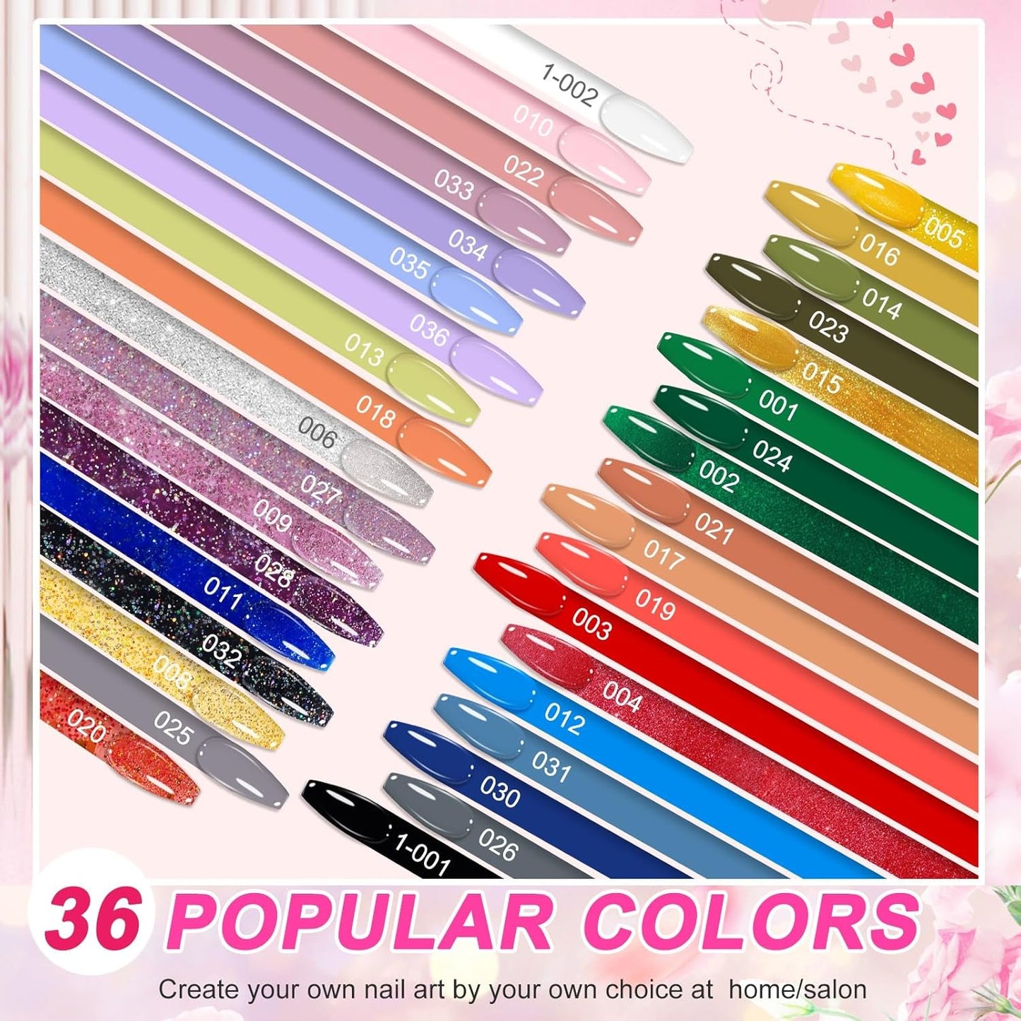 LKEE Gel Nail Polish Kit with U V Light 108W, 65 Pcs Gel Nail Polish Set All Season Gels Nail Kit Essential Manicure Tools for DIY Nails Art Gifts for Women (D3-36SET-SKU3-012001)