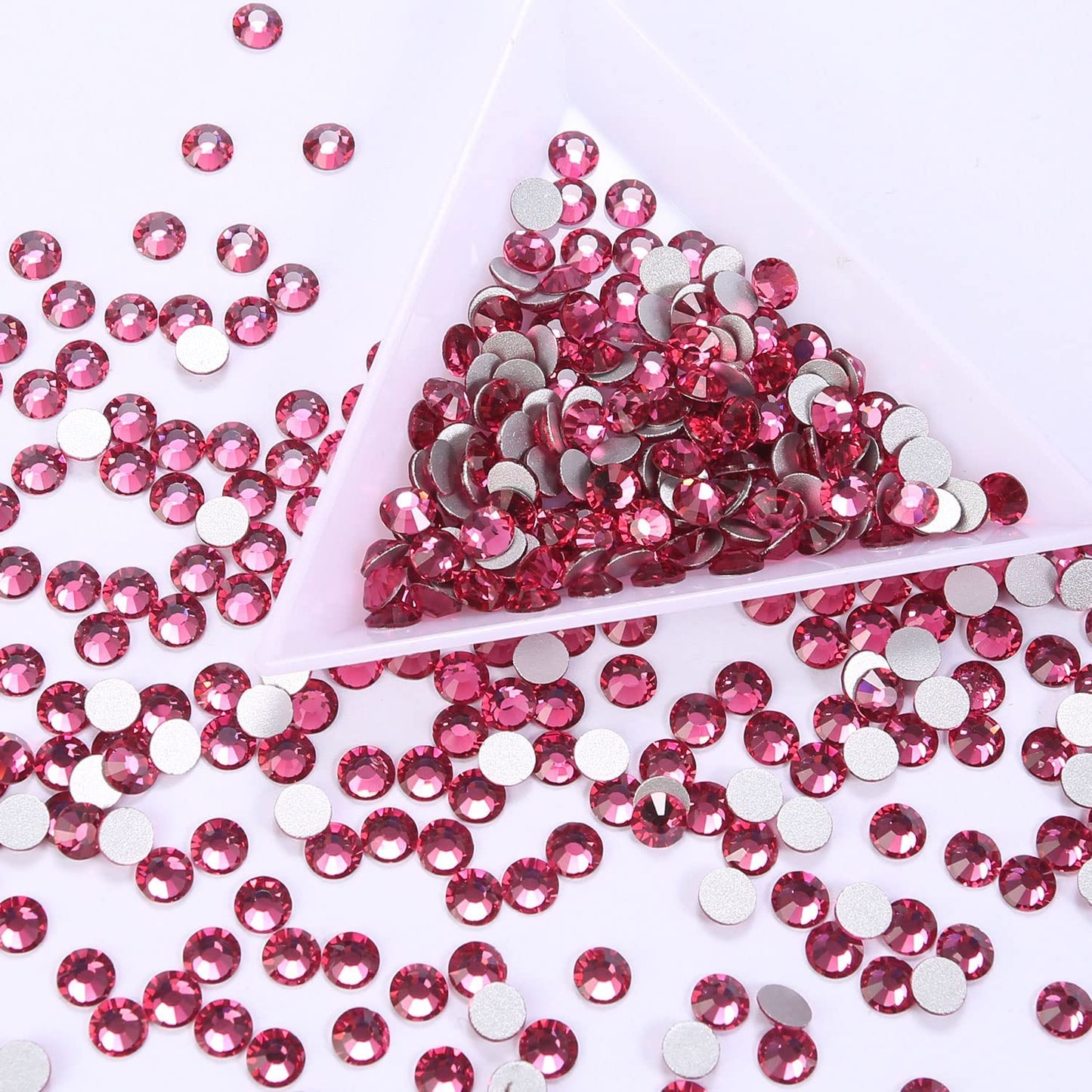 288Pcs Rose Crystal Rhinestones,Glass Flatback Rhinestones Gemstones for Nail Face Makeup Art Crafts Clothes Decoration -(SS34,7.0mm,Rose)