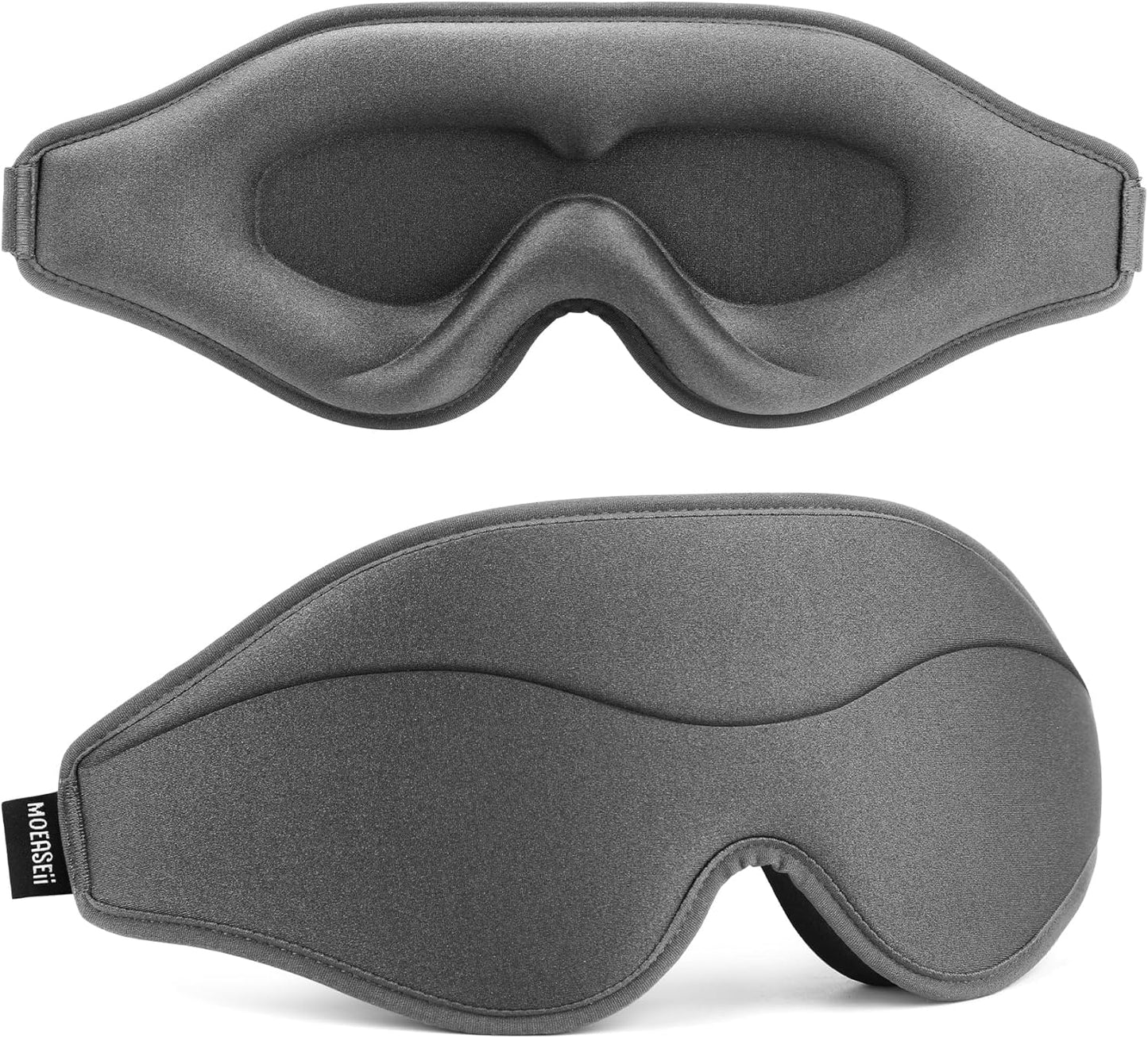 Sleep Mask - Total Blackout 3D Sleeping Mask, Super Lightweight & Silky Soft Eye Mask for Sleeping, Fully Adjustable Fit for Home, Office, Traveling, Meditation, Yoga, Gray