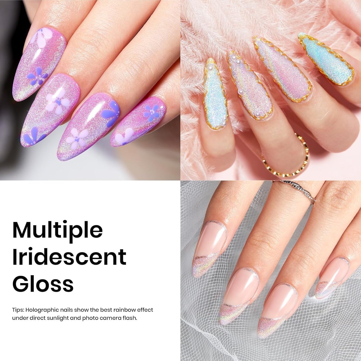 Beetles Rainbow Holographic Cat Eye Gel Nail Polish, 15ml, Magnet Stick, Soak Off, Uv Nail Shimmer, Velvet, French Nail Art Design, Gift for Women