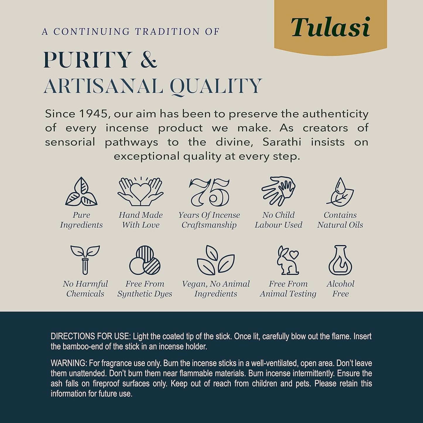 Tulasi Smudge Incense Sticks Gift Pack – 6 Scents x 40g Each – White Sage, Palo Santo, Lavender, Frankincense, Sandalwood, Rose – 48 Natural Herbal Incense for Aromatherapy, Yoga, Meditation