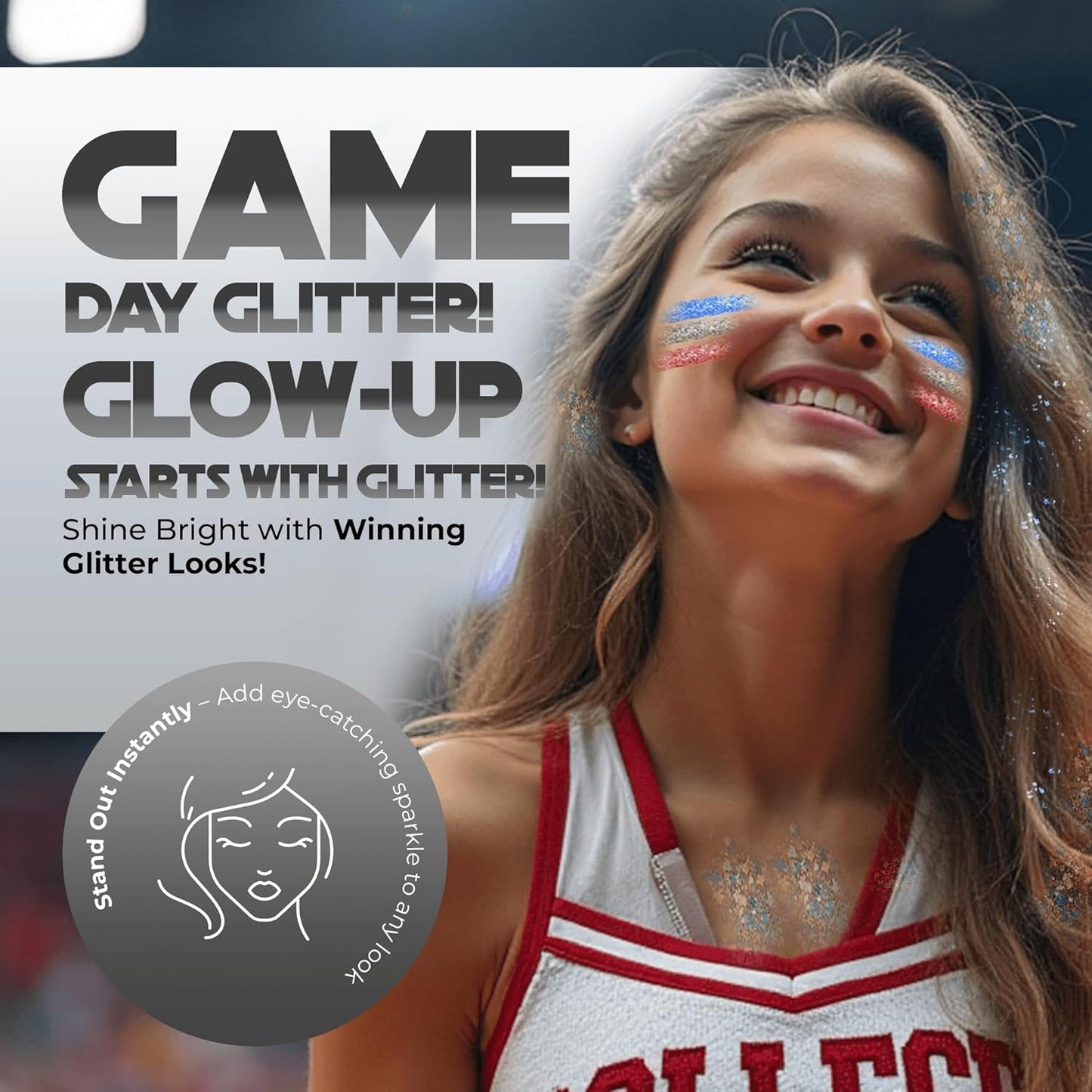 Face, Body & Hair Glitter Gel – Halloween Glitter for Kids and Women – 3 Oz Cosmetic-Grade Gel w/Moon & Stars for Festivals & Halloween Party, Easy Apply & Wash Off - Blue 1Pack