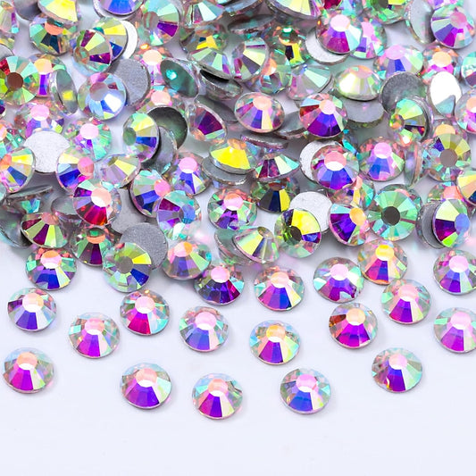 Crystal AB Flatback Rhinestones, Glass Rhinestones for Nail Art and Craft, Glue Fix, Loose Crystal Gemstones(Crystal AB, SS16, 2880pcs, 3.8-4.0mm)