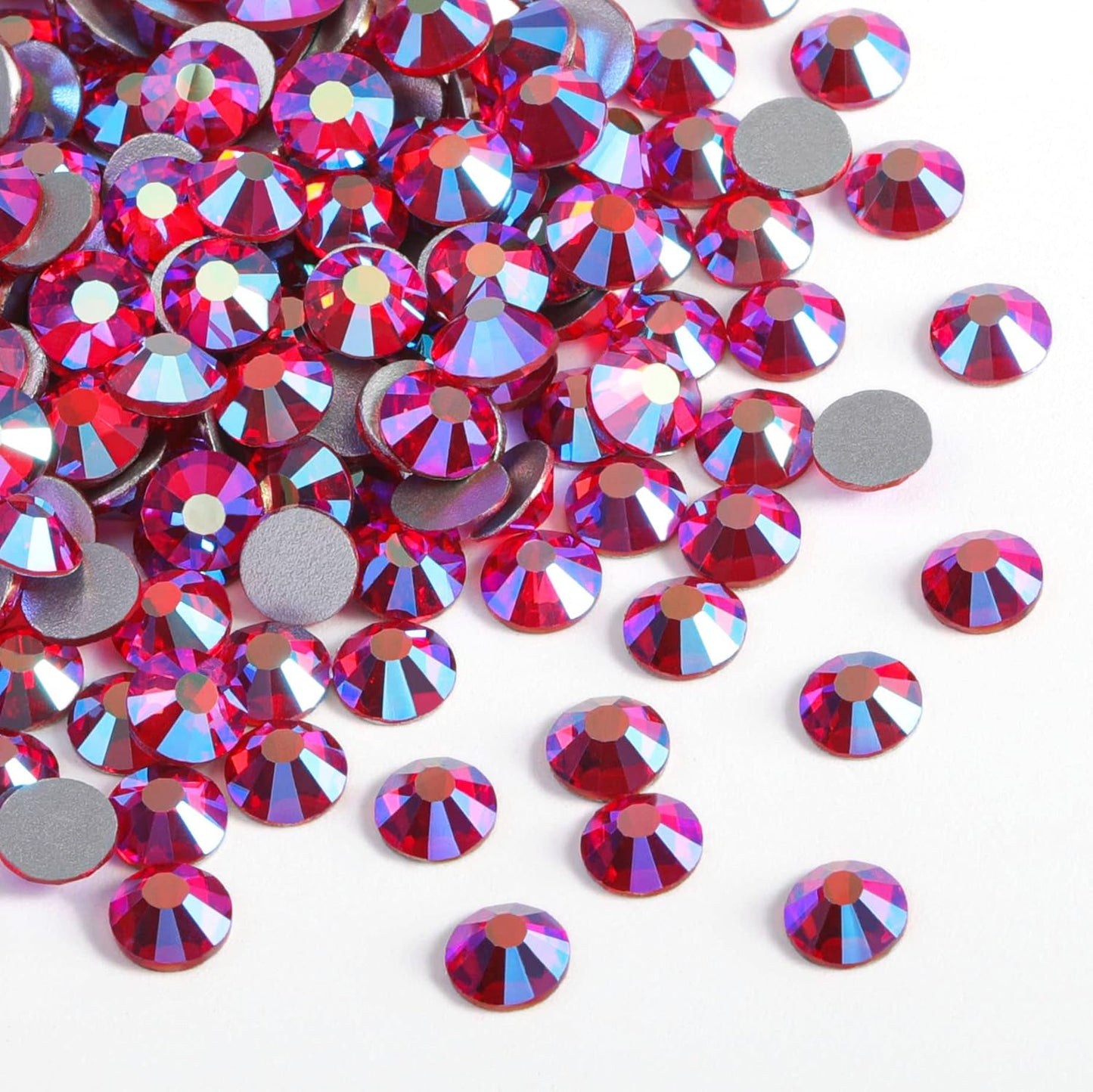 Beadsland 1440 Pieces Flat Back Crystal Rhinestones Round Gems,Light Siam AB,SS12,3.0-3.2mm