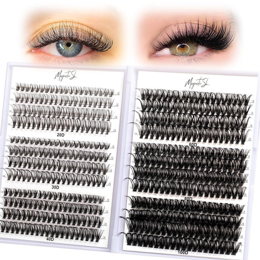 Lash Clusters 480 Clusters D Curl 10-20mm False Eyelash 60D 80D 100D Thick Eyelash Extension 20D 30D 40D Individual Eyelashes Multi-Style DIY Lash Extensions for Beginners(20D-100D-D, 10-20MIX)