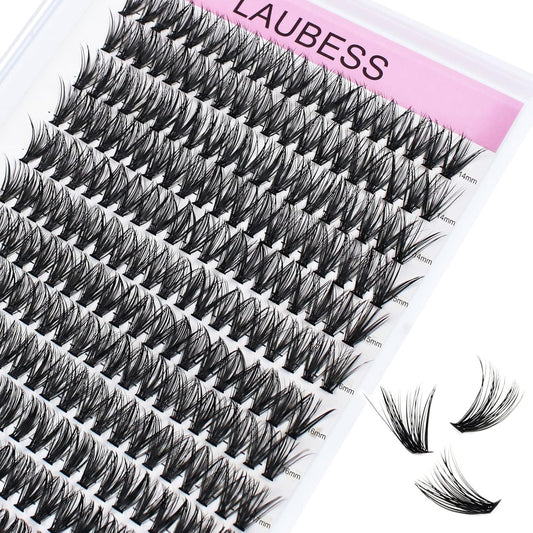 Eyelash Clusters LAUBESS Lash Clusters Individual Lashes Cluster Eyelash Extensions DIY at Home Waterproof Cluster Lashes (40D-0.05D-14-18)