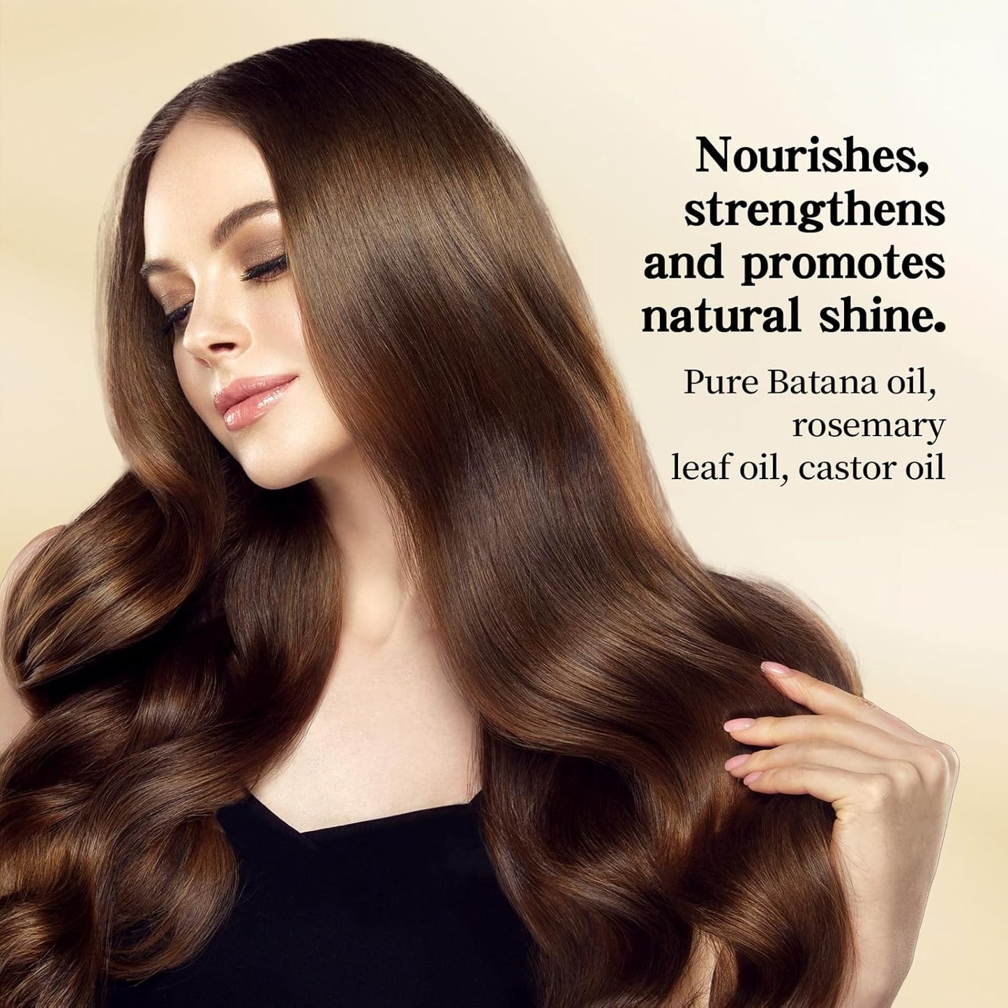 Rosemary hair oil, containing castor oil, batana oil, peppermint oil, promotes hair growth and prevents hair loss in men and women