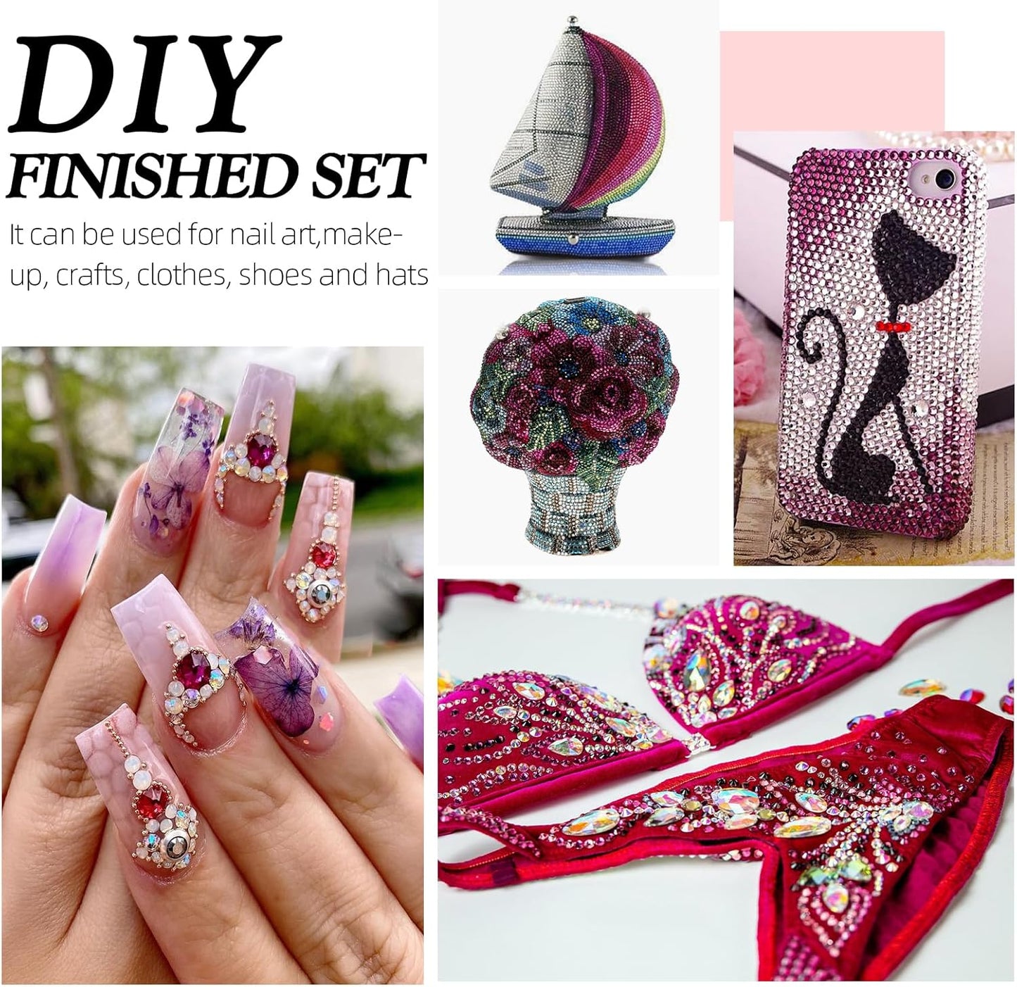 Purple Flatback Rhinestones, Glass Rhinestones for Nail Art and Craft, Glue Fix, Loose Crystal Gemstones(Purple, SS30, 288pcs, 6.4-6.6mm)