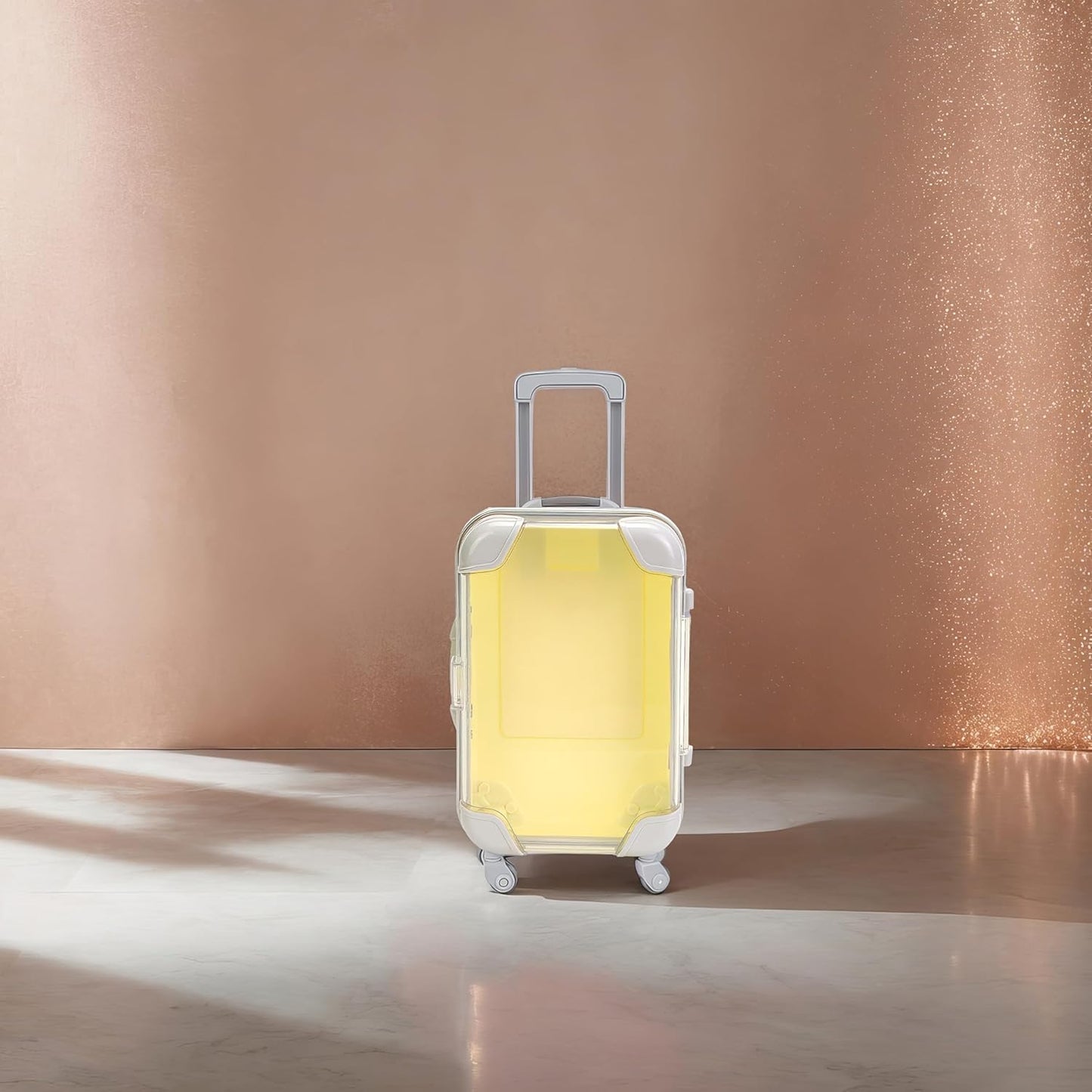 False Eyelash Storage Box, Portable Travel Organizer Mini Luggage False Eyelash Tray Makeup Tool (PALE YELLOW)