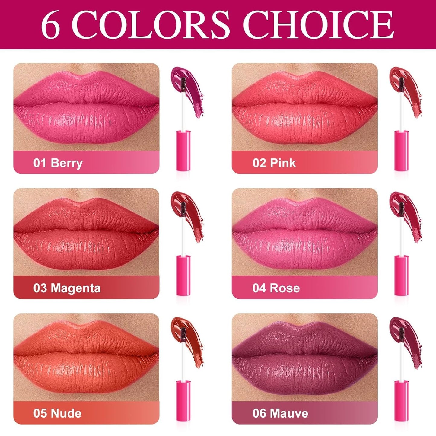 Lip Stain - Lip Stain Peel Off Long-Lasting with Matte Finish Waterproof & Transfer-Proof, Lip Liner Moisturizing & Nourishing Non-Stick Cup Highly Pigmented Color Lip Tint (03 Magenta)