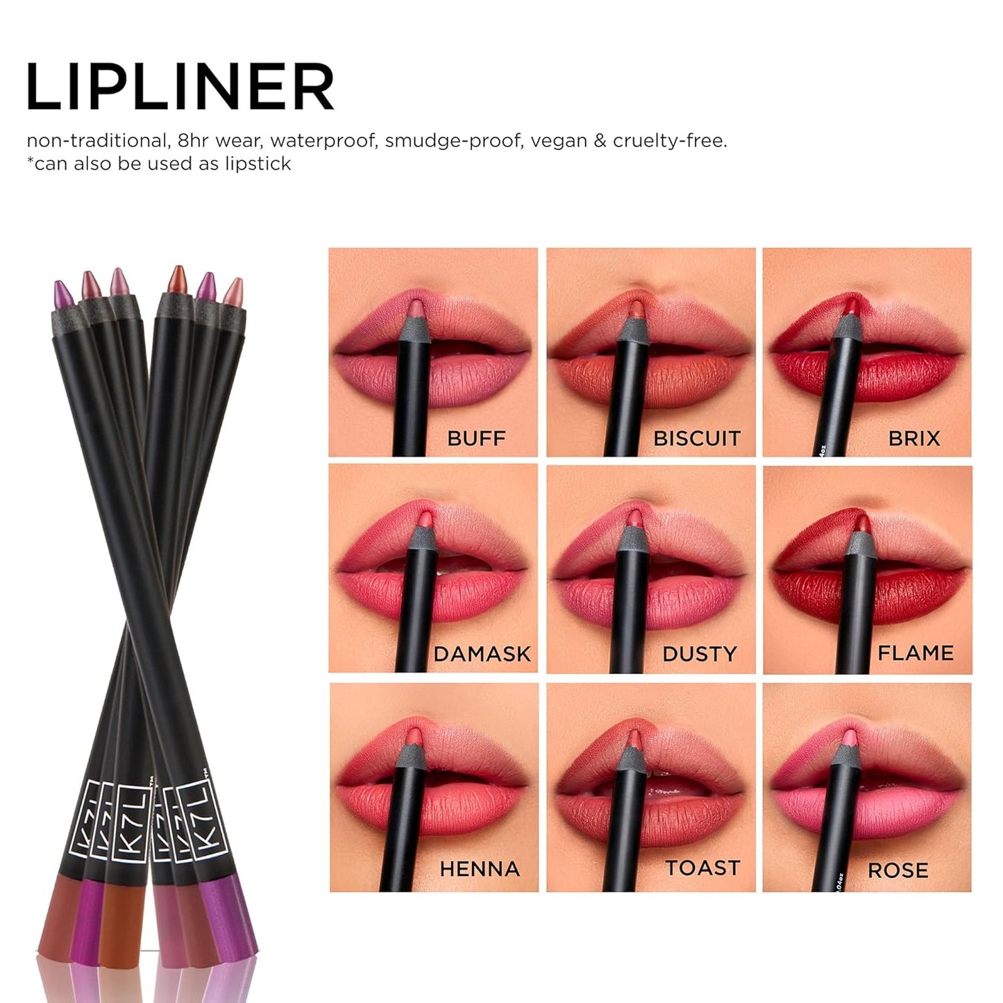 K7L Rustic Brown Lip Crayon (Vegan) - Waterproof and Smudge-Proof Toast