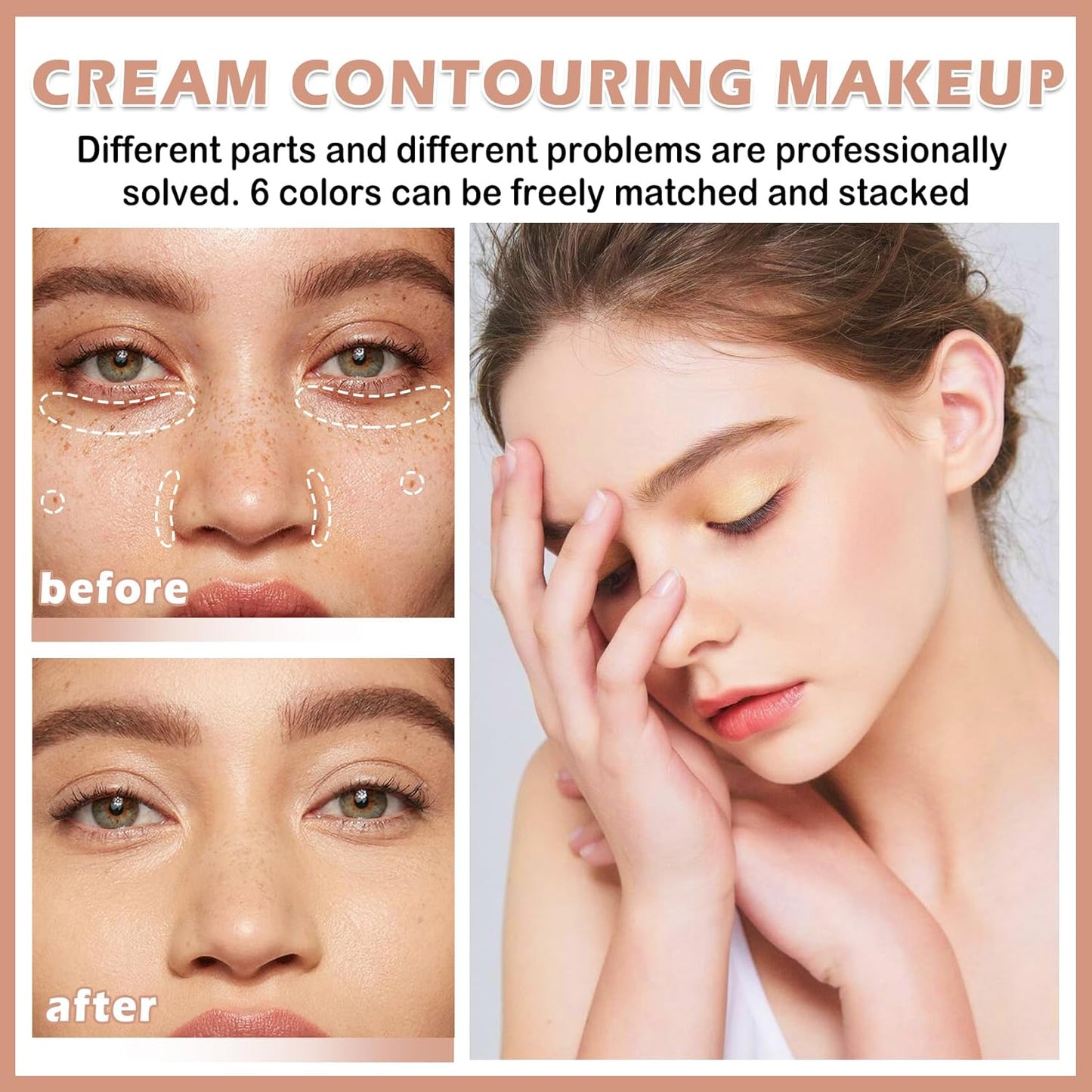 Cream Color Correcting Concealer Makeup Palette Cream Foundation Palette for Dark Circles Professional Concealer Full Coverage Face Contour Makeup Palette with Brush-01 Color Correcting