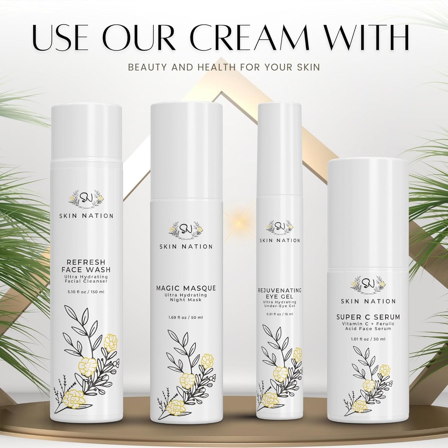 Skin Nation Renew Face Cream, Hydrating Moisturizer with Peptides, Hyaluronic Acid & Green Tea, Lightweight Plant-Based Cream for Smooth, Radiant Skin, 1.7 oz