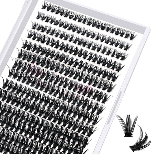 280 Pcs Individual Lashes 50D-D-0.07-10 Cluster Lashes C D Curl Wispy Lashes Bottom Lashes DIY Lashes At Home（50D-D-0.07-10）