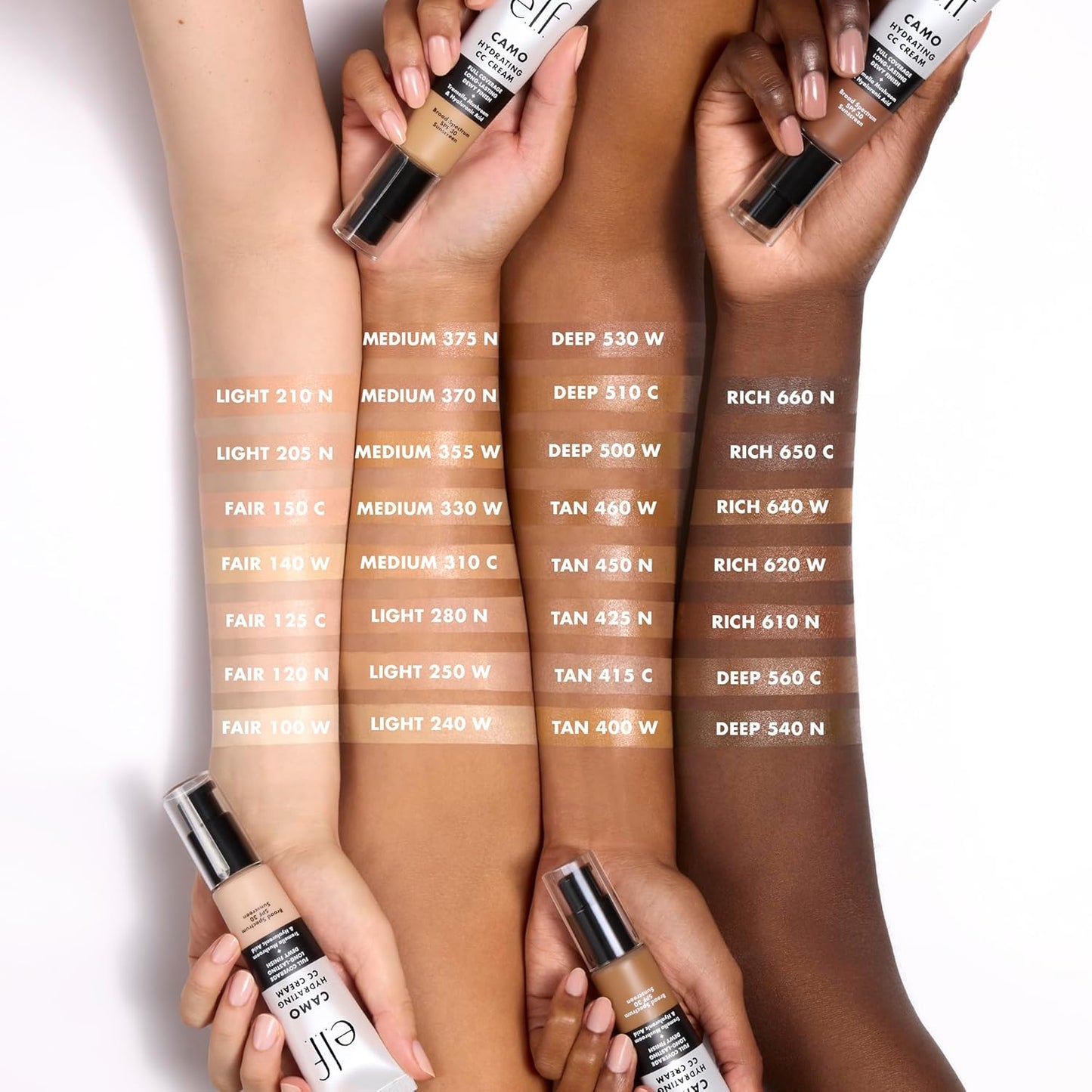 e.l.f. Hydrating Camo CC Cream, SPF 30, Color Correcting Full Coverage Foundation For A Dewy Finish, Vegan & Cruelty-Free, Tan 450 N