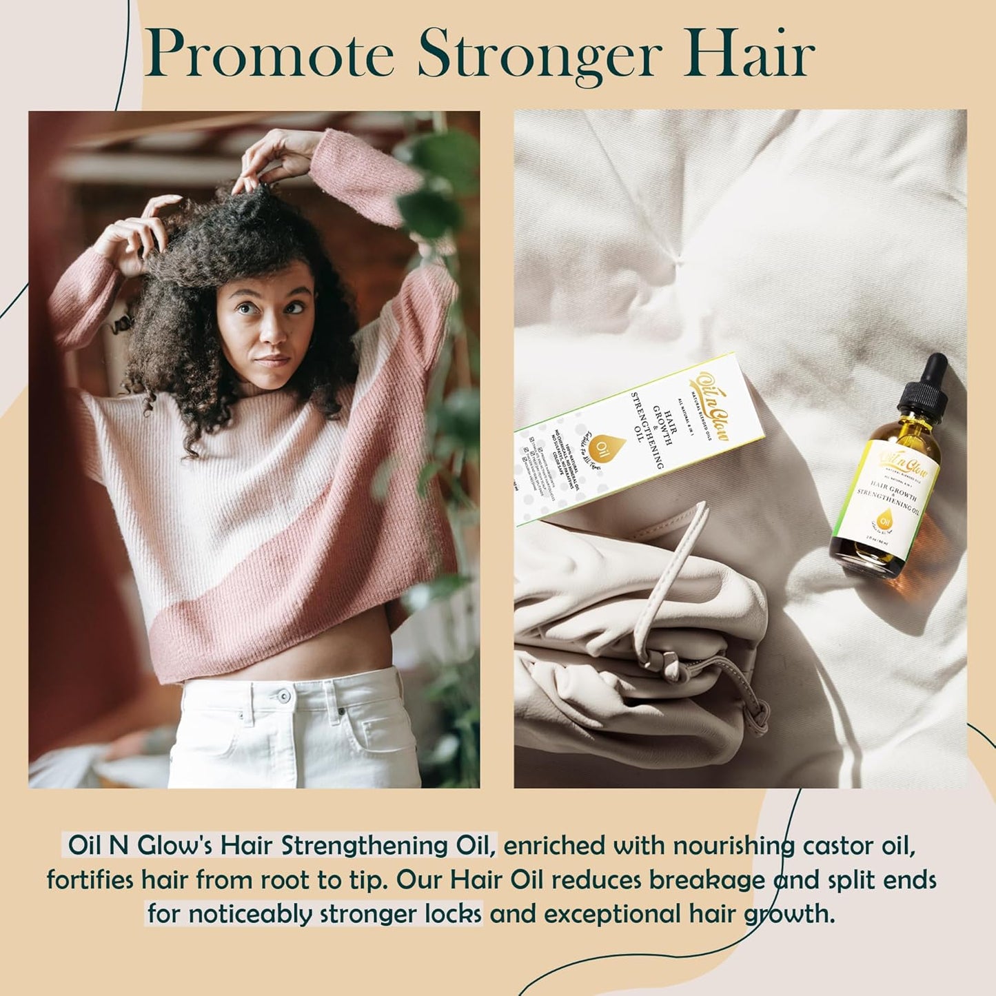 USDA Certified Organic 8 in 1 Natural Hair Growth Serum & Strengthening Oil with Rosemary, Castor, 100% Vegan Jojoba, Coconut, Grape Seed, Ginger & Scalp DHT Blocker Oil -2 FL