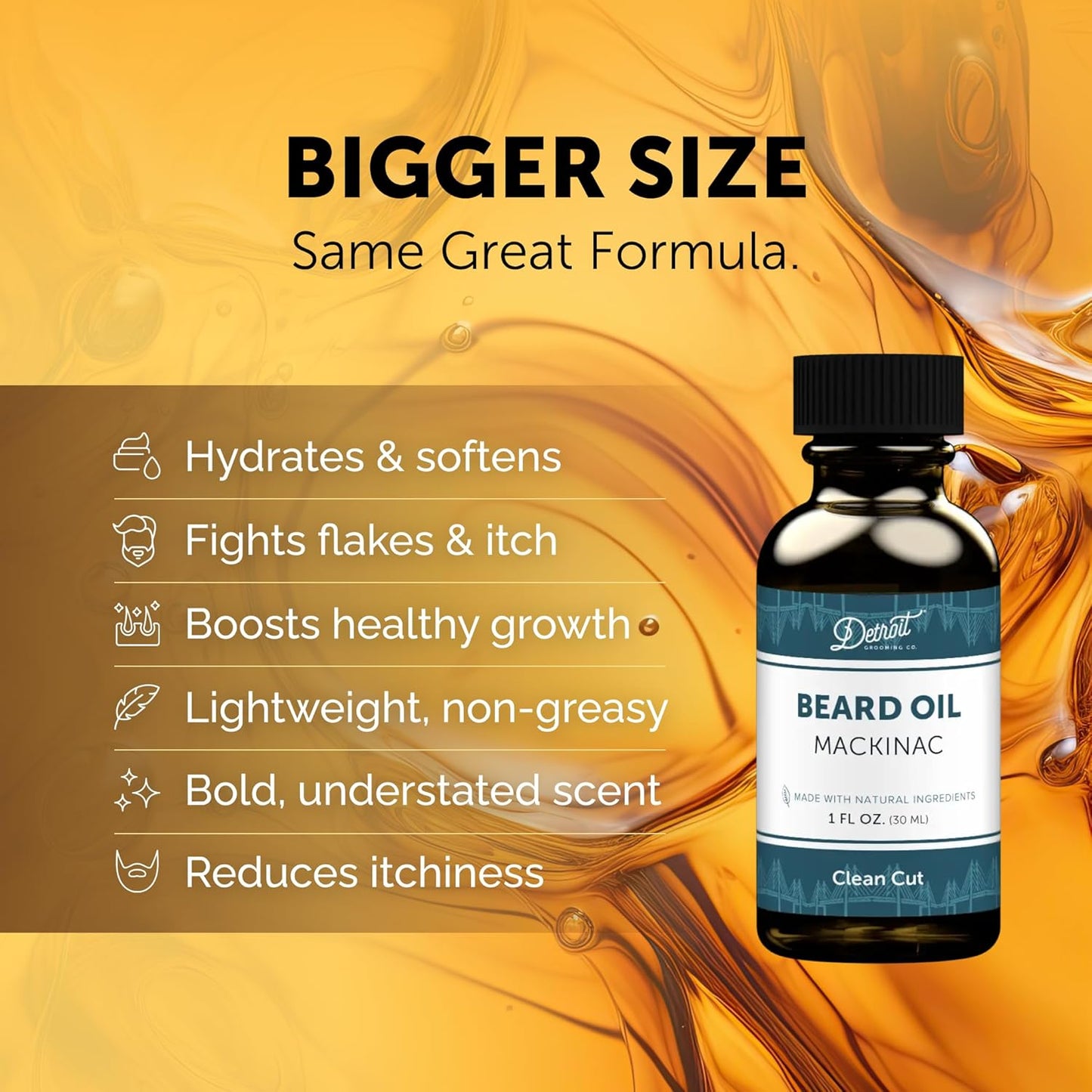 Detroit Grooming Beard Oil | Hydrating & Nourishing Formula • Mackinac Scent (2 oz)