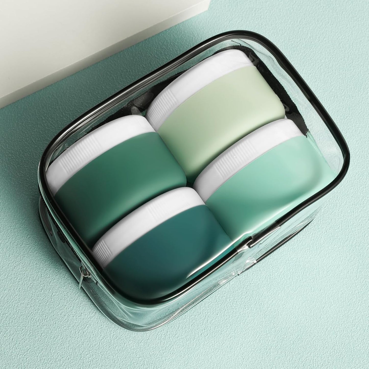 Travel Containers for Toiletries, Silicone Cream Jars BPA-Free, Leak-proof 3oz Travel Size Containers, Portable Size Silicone Jars with Lid for Cosmetic Face Hand Body Cream (4 Pack)