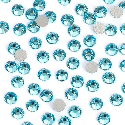 3000Pcs Aquamarine Crystal Rhinestones,Glass Flatback Rhinestones Mini Gemstones for Nail Face Makeup Art Crafts Clothes Decoration -(SS10,2.8mm,Aquamarine)