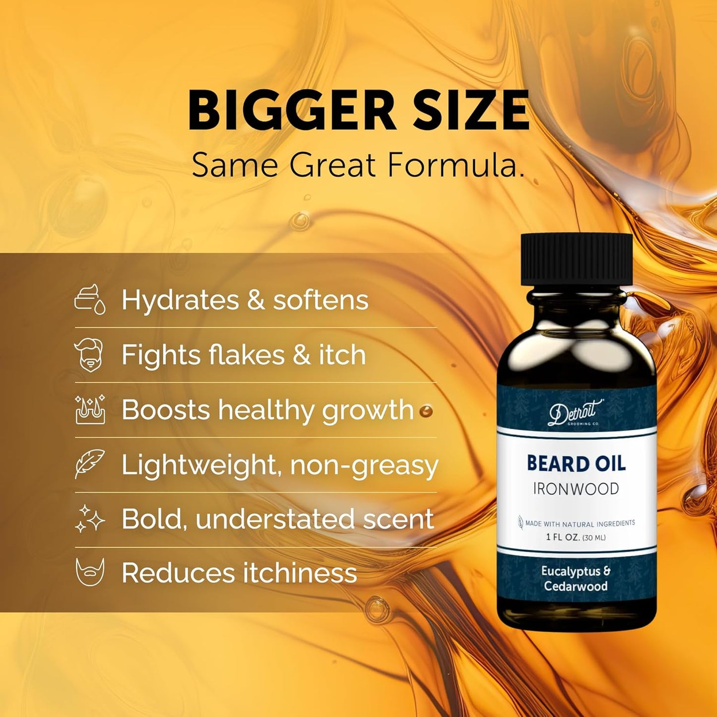 Detroit Grooming Beard Oil | Hydrating & Nourishing Formula • Ironwood Scent (2 oz)