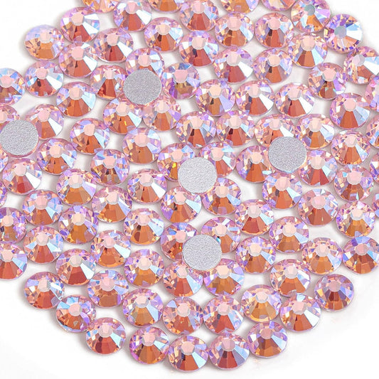 Beadsland 1440 Pieces Flat Back Crystal Rhinestones Round Gems,Light Pink AB,SS3,1.2-1.4mm