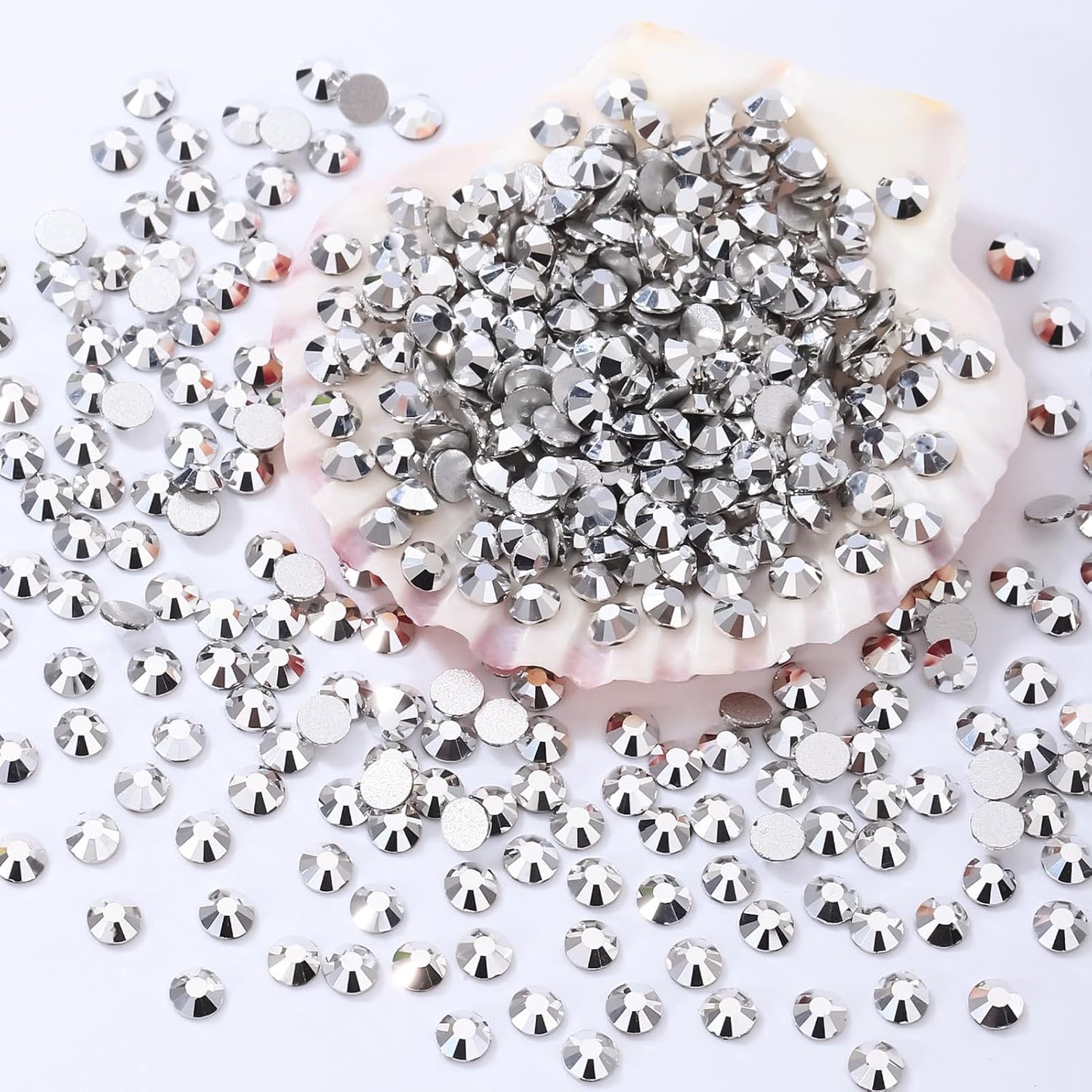 Silver Flatback Rhinestones, Glass Rhinestones for Nail Art and Craft, Glue Fix, Loose Crystal Gemstones(Silver, SS8, 1440pcs, 2.3-2.5mm)