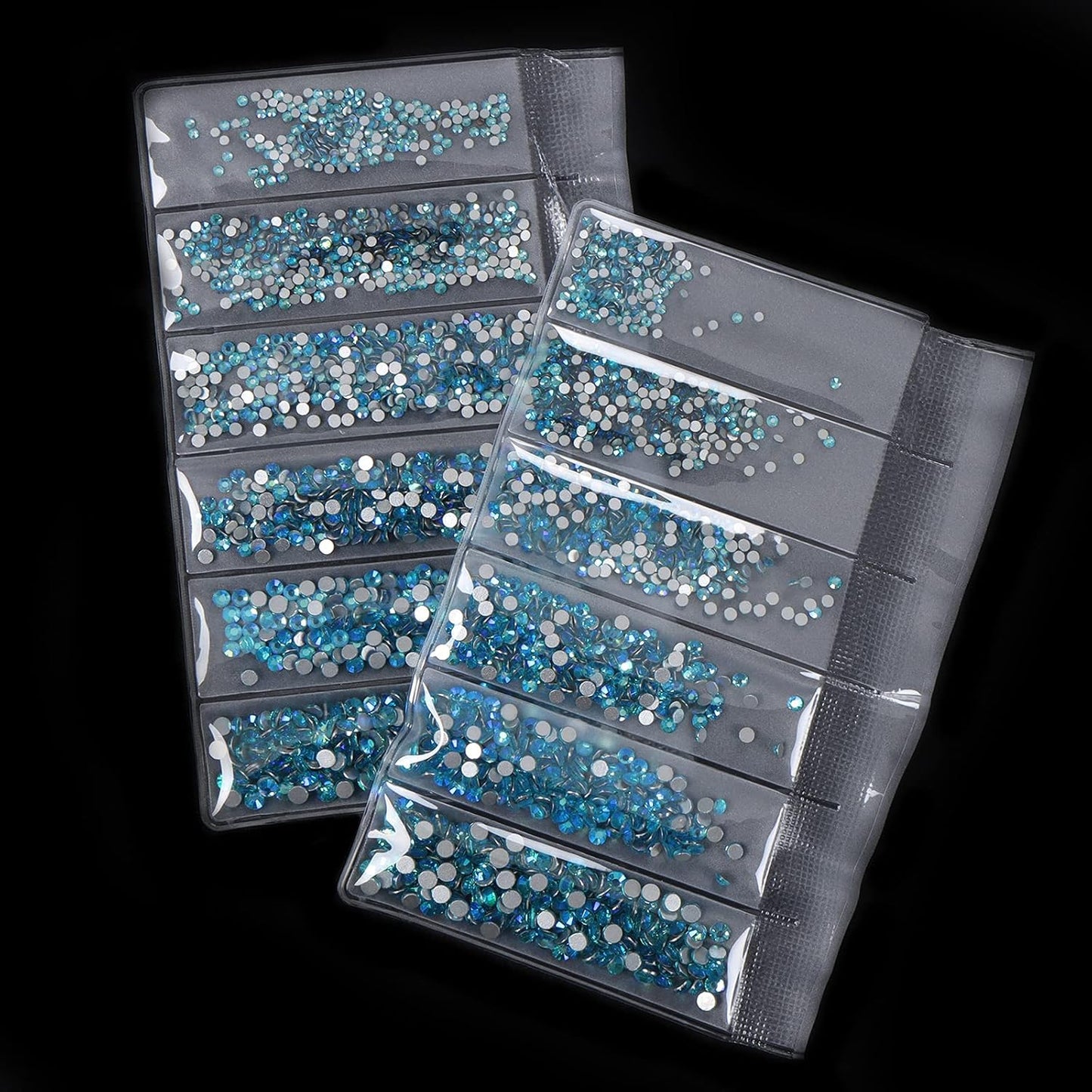 3456pcs Flatback Rhinestones Glass Charms Diamantes Gems Stones for Nail Art 6 Size ss4~ss12 Aquamarine AB