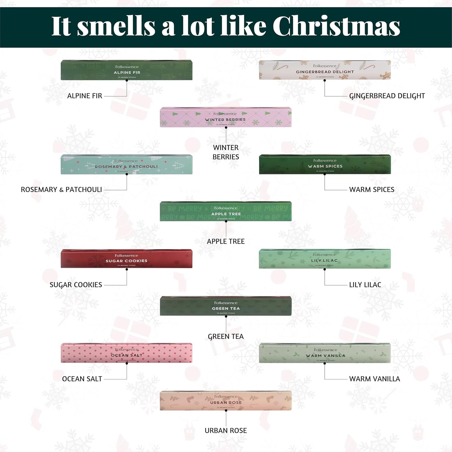 Folkulture Advent Calendar 2025 - Pack of 24 Incense Sticks for Gifts | Pack of 240 - Organic, Non-Toxic, Slow Burning Inscense for Women |