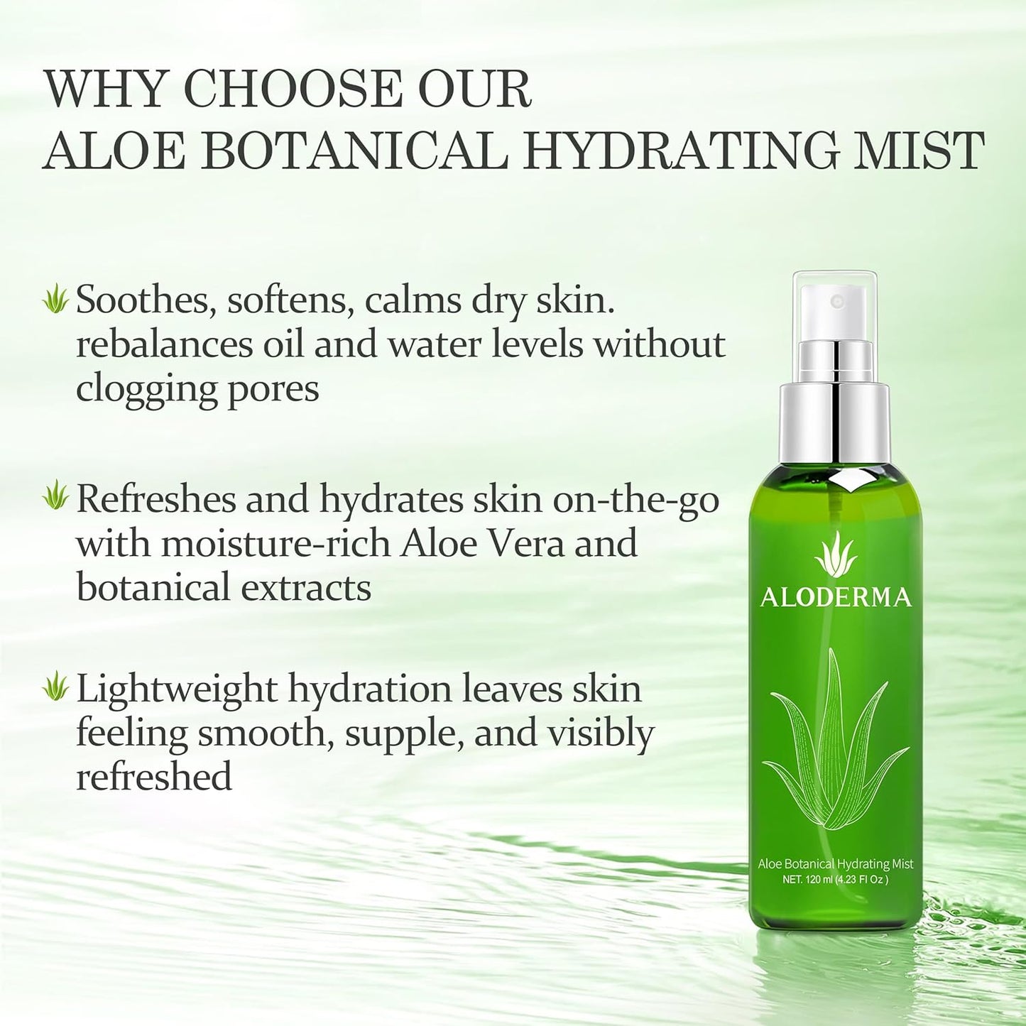 Aloderma Aloe Botanical Hydrating Mist Made with 82% Organic Aloe Vera - Soothing, Moisturizing Facial Spray with Panthenol - Refreshes, Invigorates Skin Throughout the Day, 120ml/4.23Oz (3)