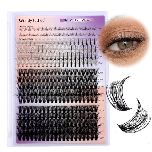 Lash Clusters With Bottom Lashes 356PCS 40D/50D Multi-types Fluffy Lash Clusters C/D Curl Wispy Individual Lashes Spike Volume Cluster Eyelash Extensions By Wendy Lashes(40/50D-0.07D)