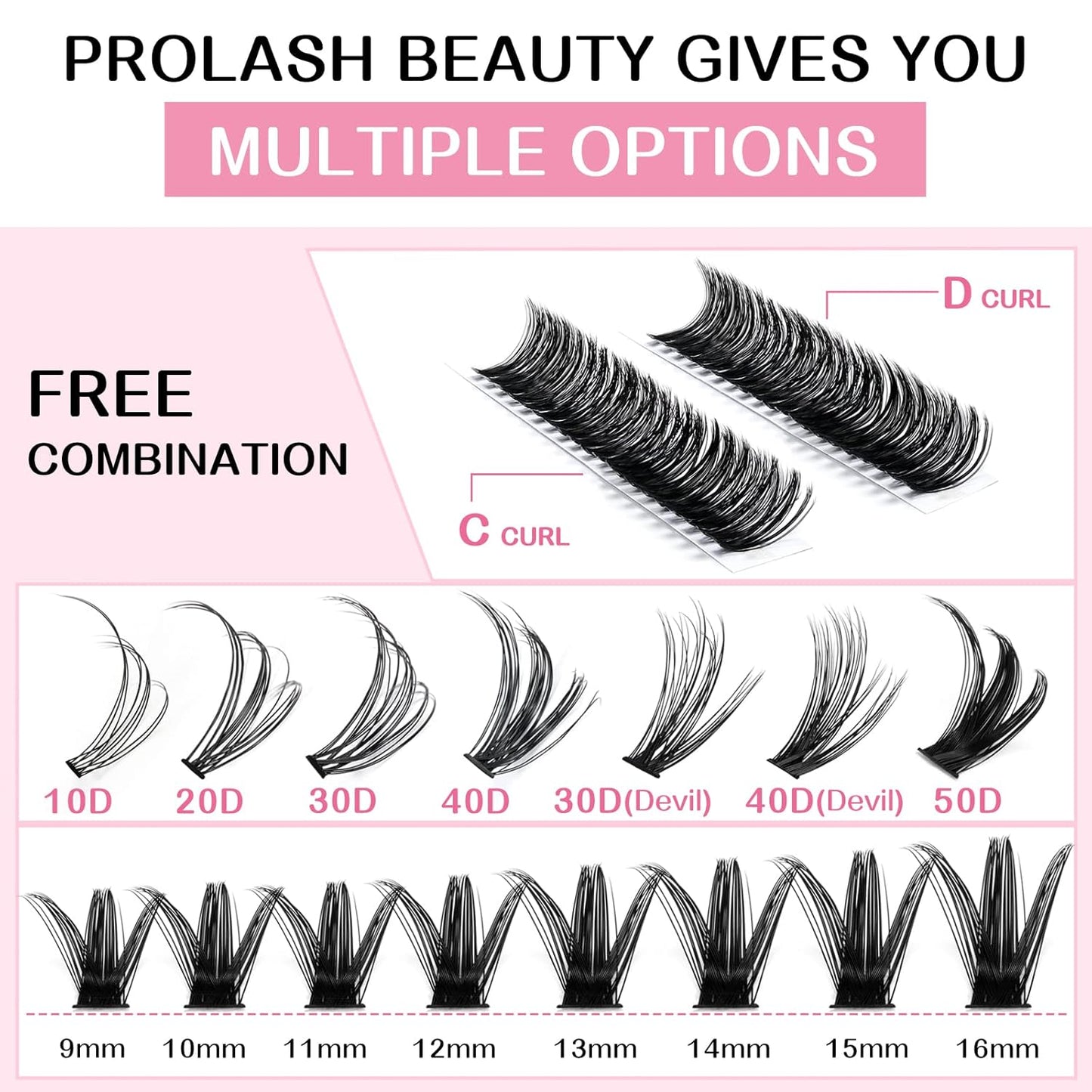 280 Pcs Individual Lashes 50D-C-0.07-10 Cluster Lashes C D Curl Wispy Lashes Bottom Lashes DIY Lashes At Home（50D-C-0.07-10）