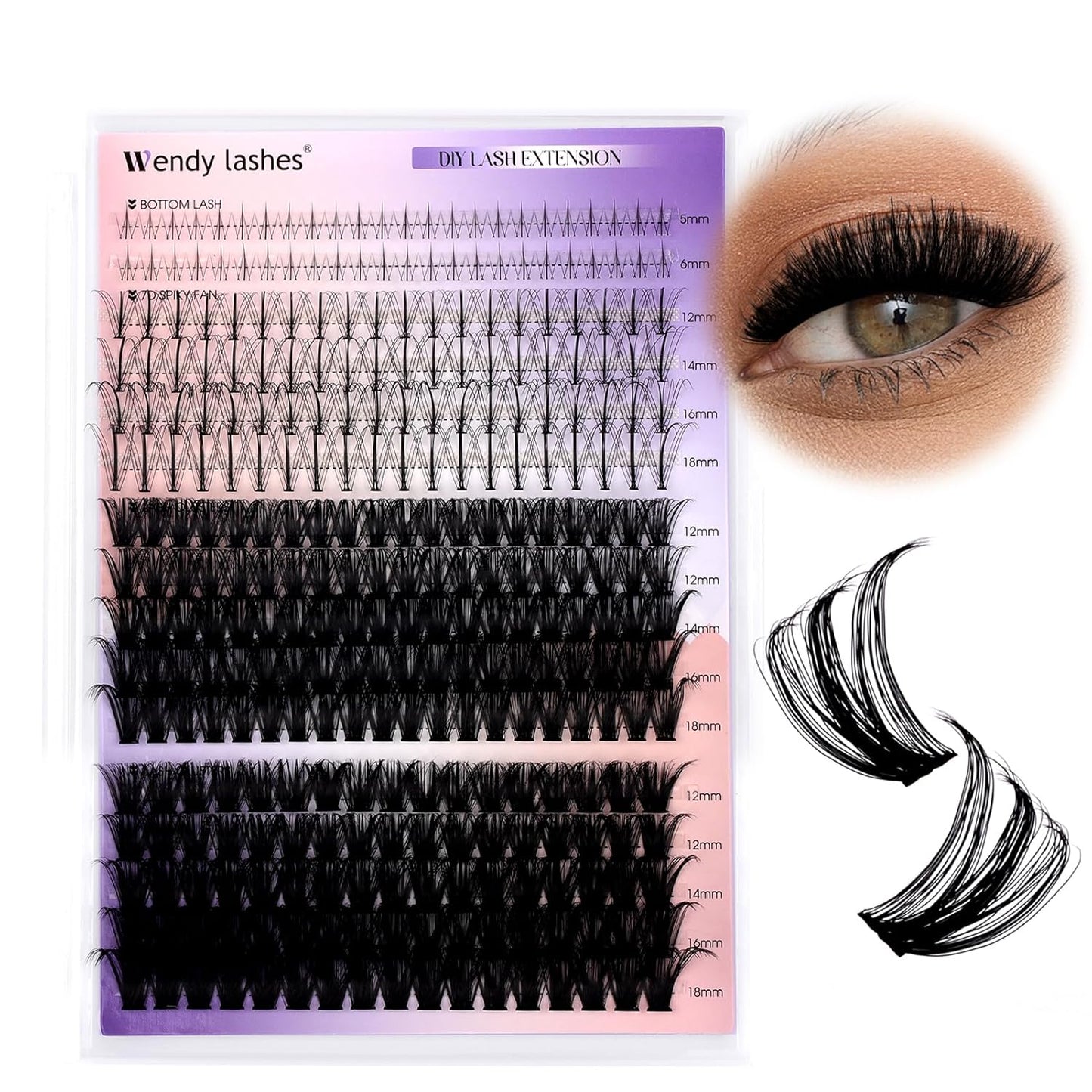 Lash Clusters With Bottom Lashes 356PCS 60D/80D Multi-types Fluffy Lash Clusters C/D Curl Wispy Individual Lashes Spike Volume Cluster Eyelash Extensions By Wendy Lashes(60/80D-0.07D)
