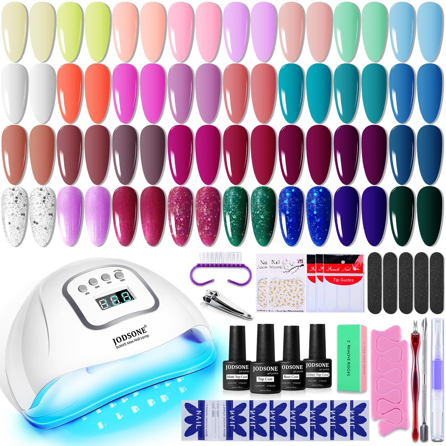 JODSONE Gel Nail Polish Kit with U V Light 32 Colors Gel Polish Set Soak Off Nail Kit Nail Art Salon or Home DIY Manicure Tools Gifts for Women