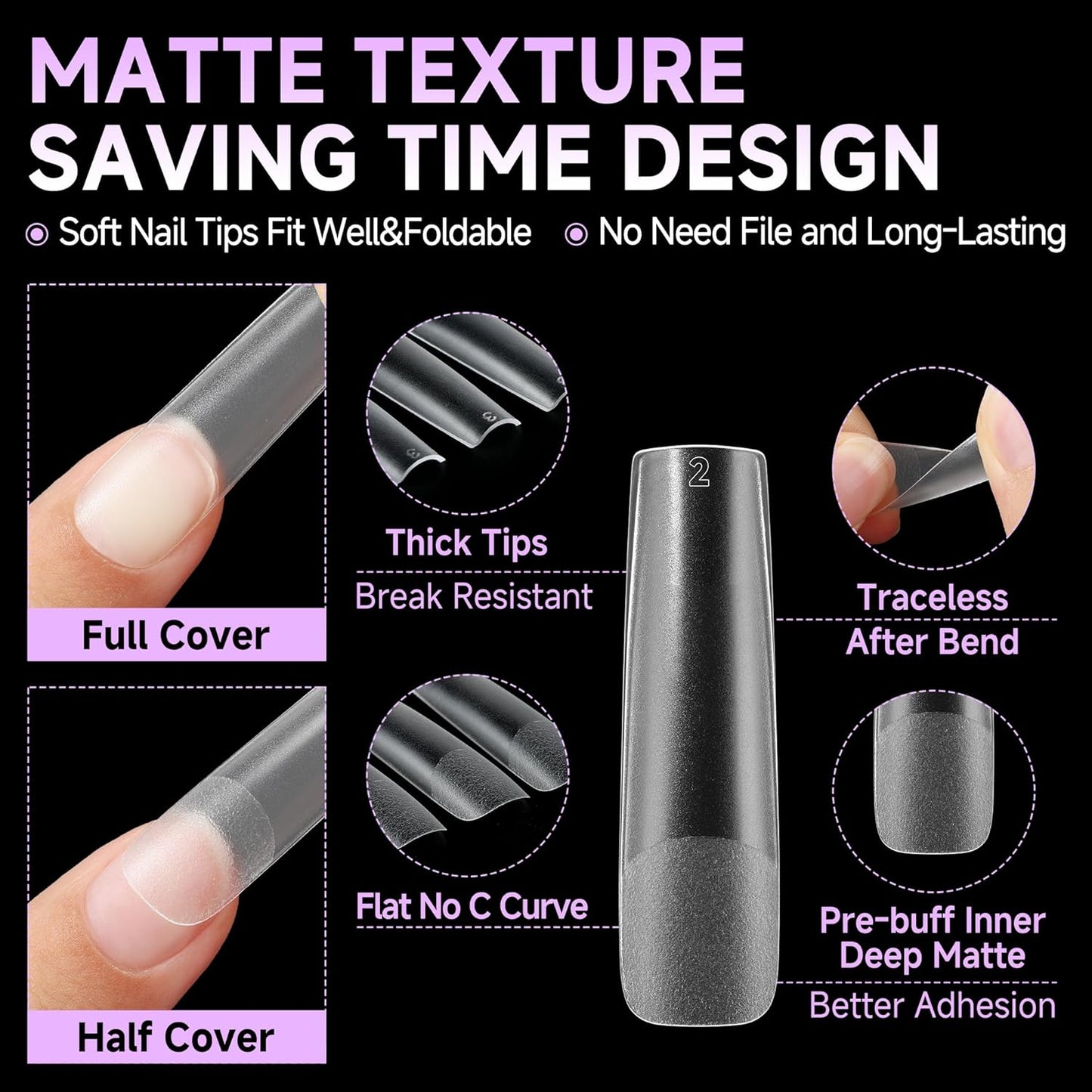 UNA GELLA XXL Long Square Nail Tips No Need File 216pcs Extra Long Straight Square Gel Nail Tips No C Curve Full Cover Press On Nails Clear Gel Extensions 12 Sizes