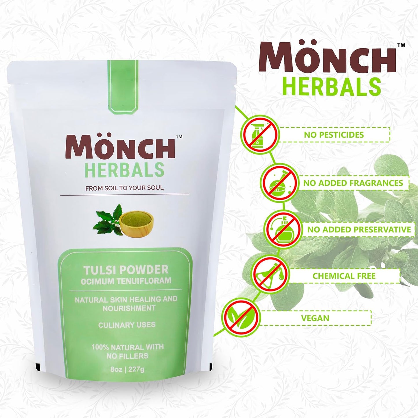 Tulsi Powder for Skin and Hair Care - Holy Basil Pure & 100% Natural Ayurvedic Leaves, 227g