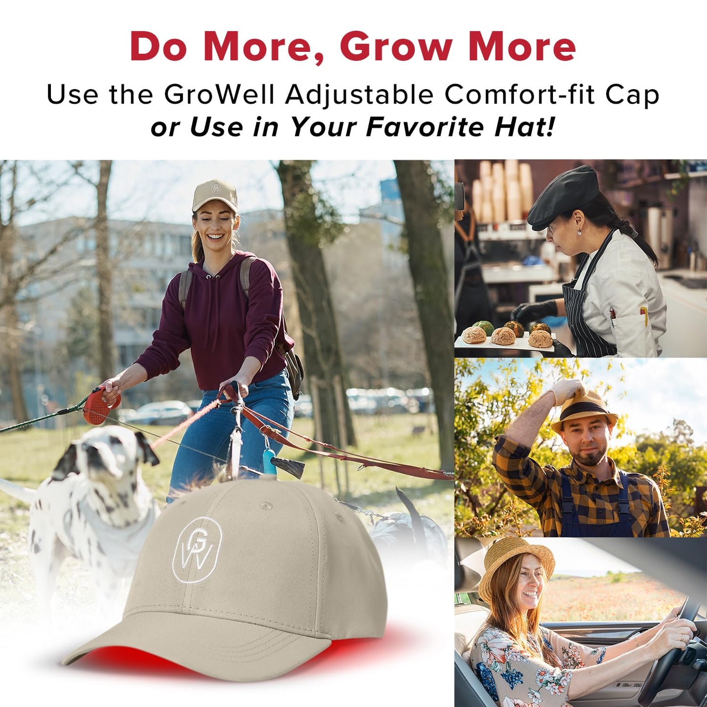 GroWell Red Light Therapy Hair Growth Cap – FDA Cleared Laser Treatment for Hair Regrowth and Reduced Shedding – LED & Laser Red Light Therapy Clinically Proven in Double-Blind Studies - Blue